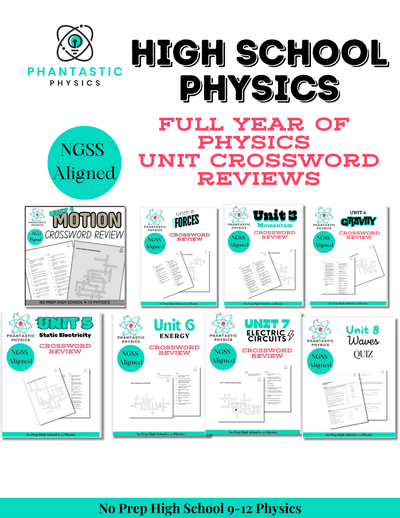 Physics Crossword Puzzles Bundle — NGSS Grades 9-12 — physics curriculum bundle cover image