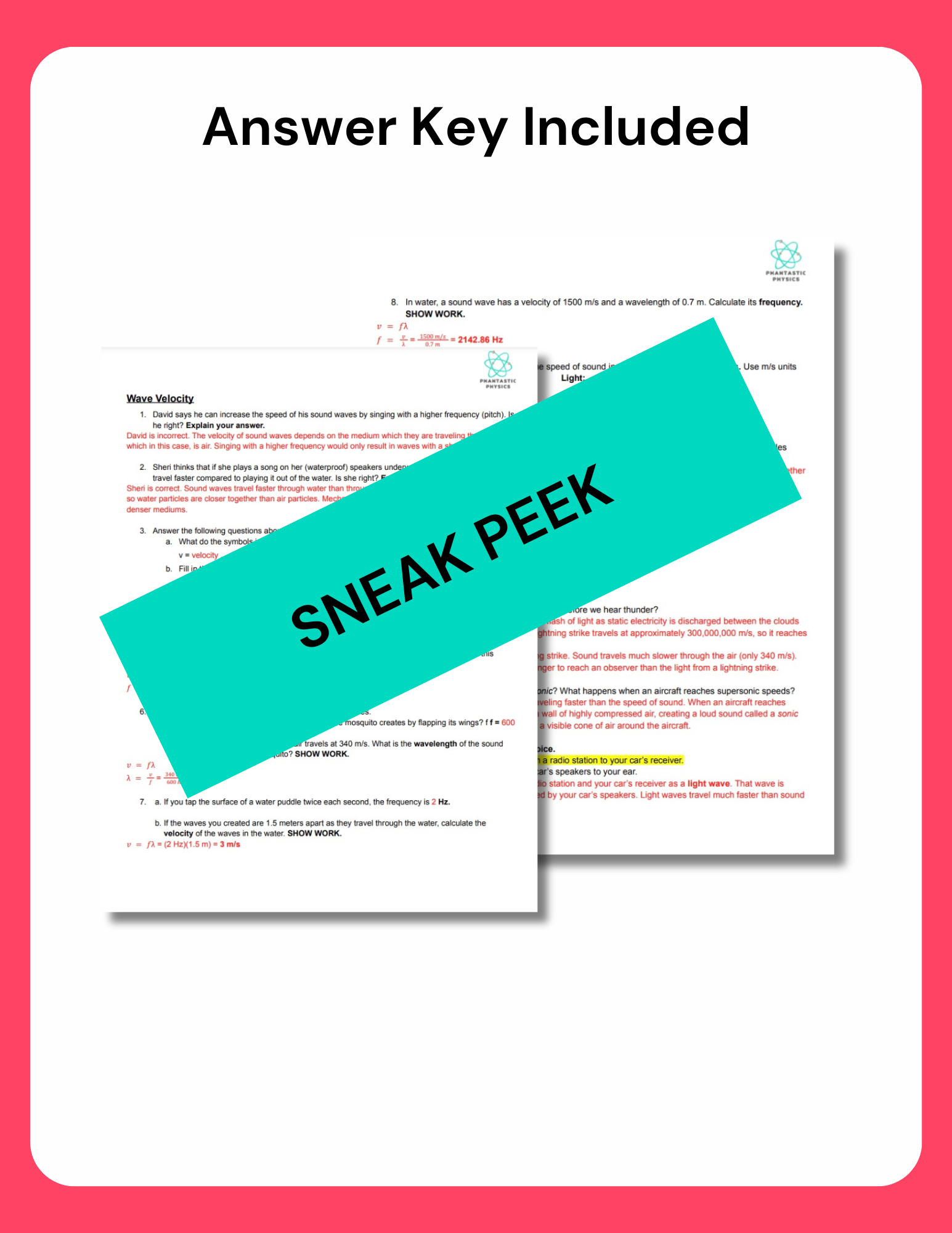 High School Physics: Wave Velocity Assignment - Grades 9-12, NGSS Alig ...