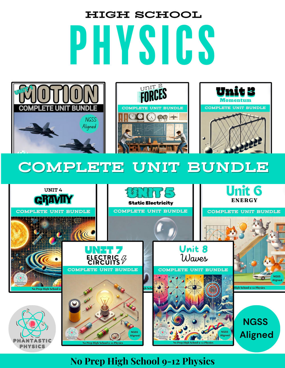 Complete High School Physics Curriculum Bundle (NGSS Aligned, Grades 9-12)