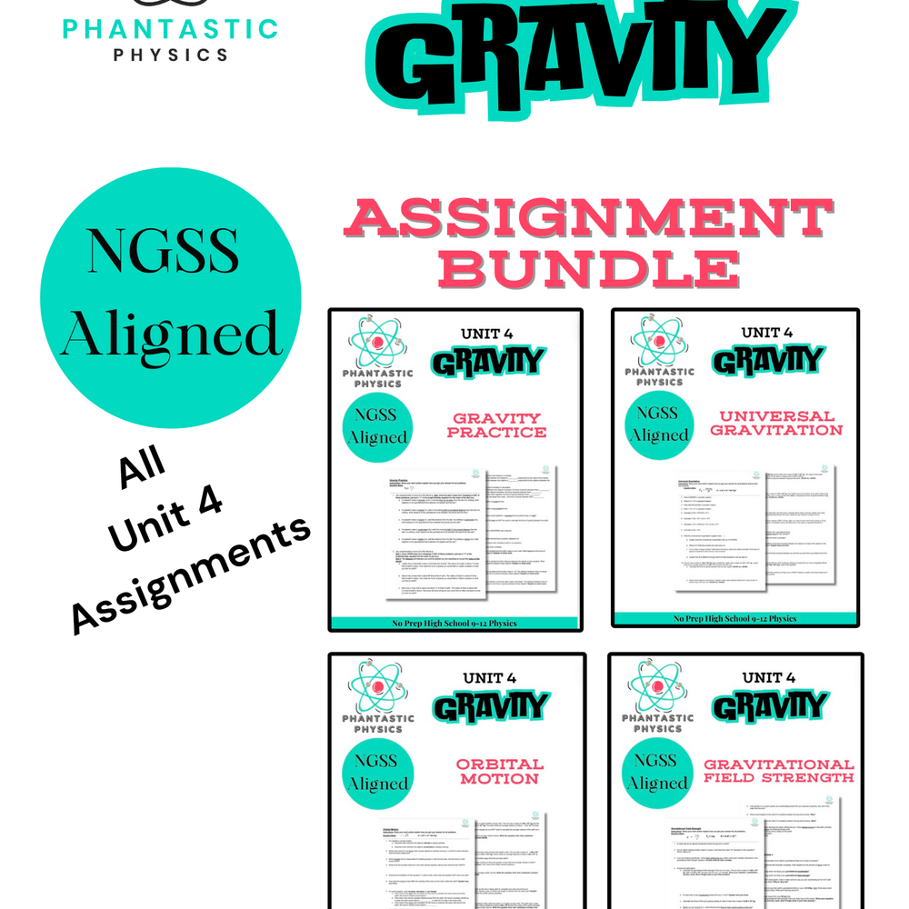 High School Physics Gravity: Complete Assignment Bundle NGSS Aligned Grades 9-12