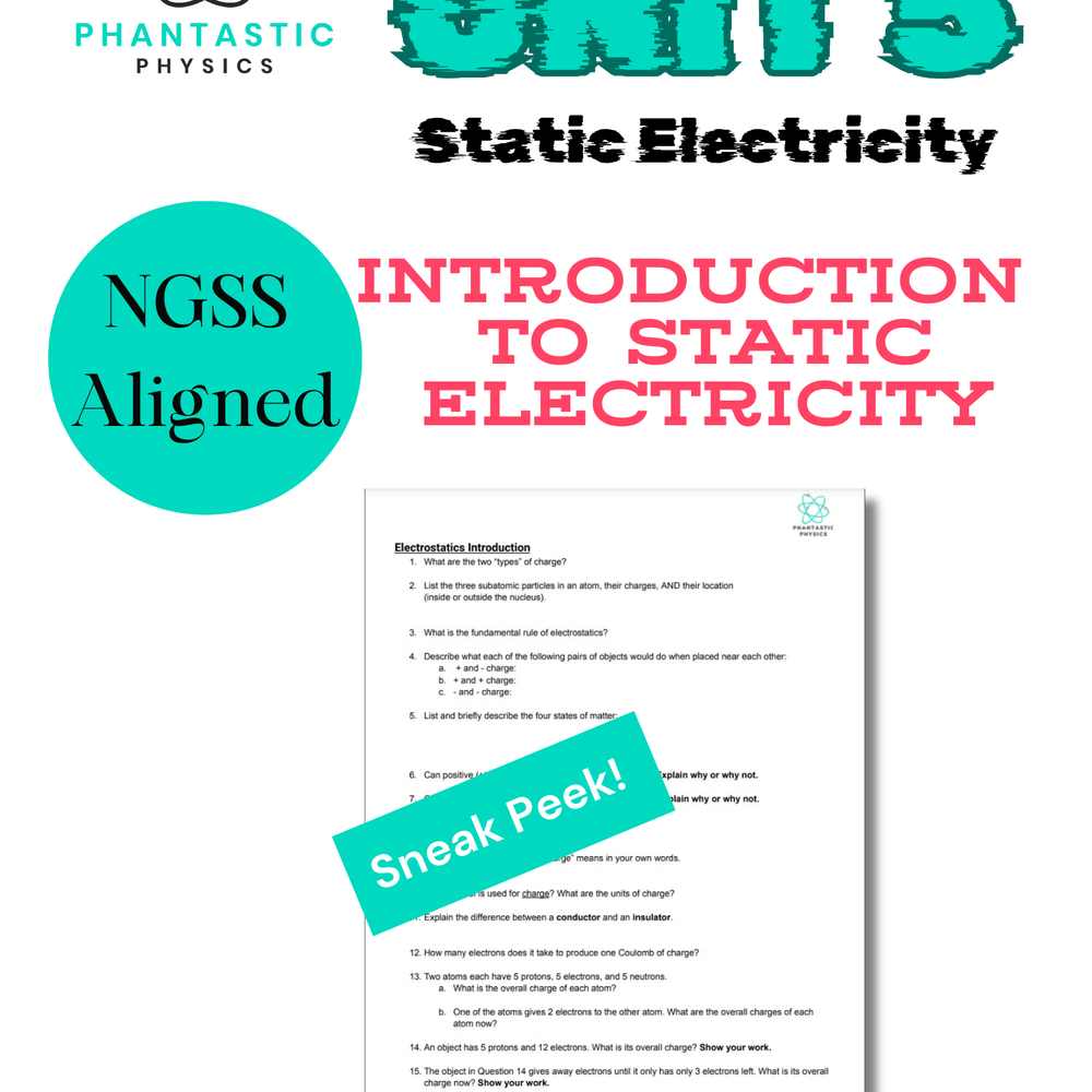 High School Physics: Electrostatics Introduction Assignment - Grades 9-12, NGSS