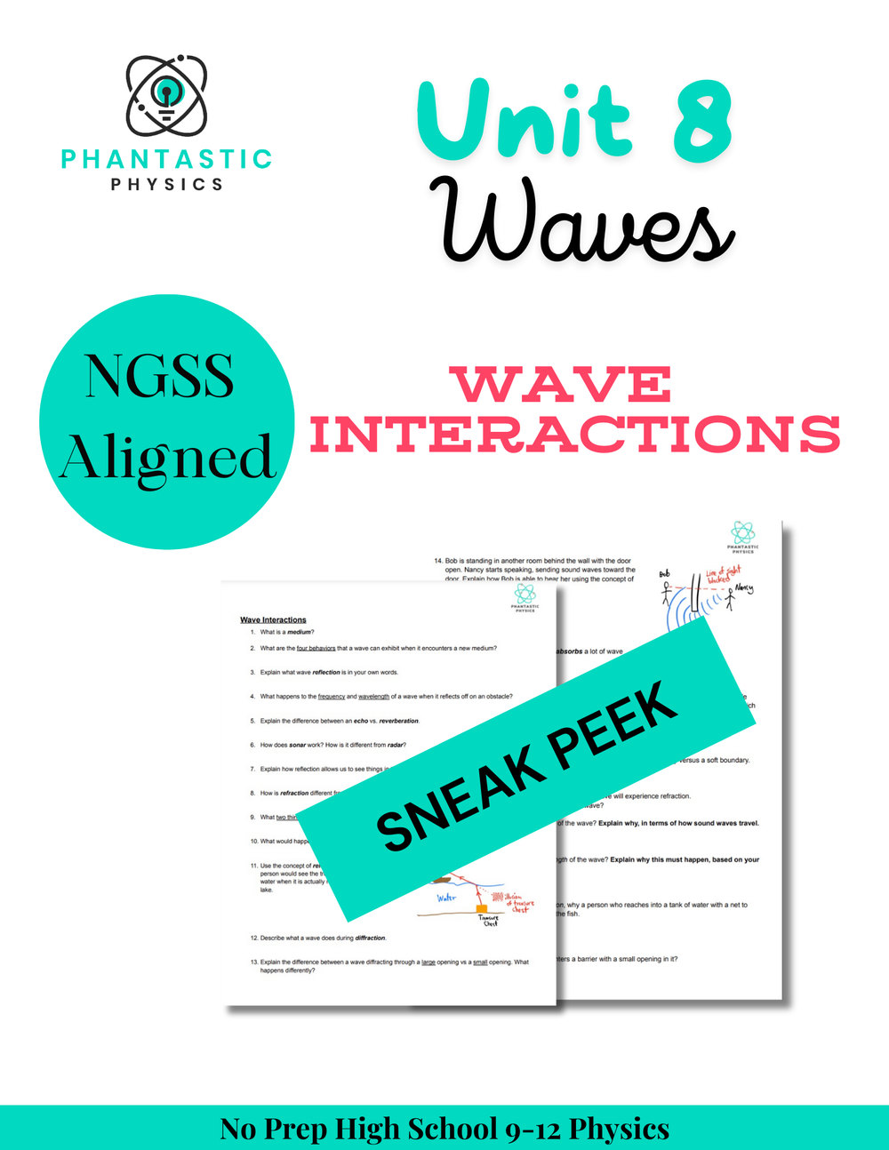 High School Physics: Wave Interactions Assignment - Grades 9-12, NGSS Aligned