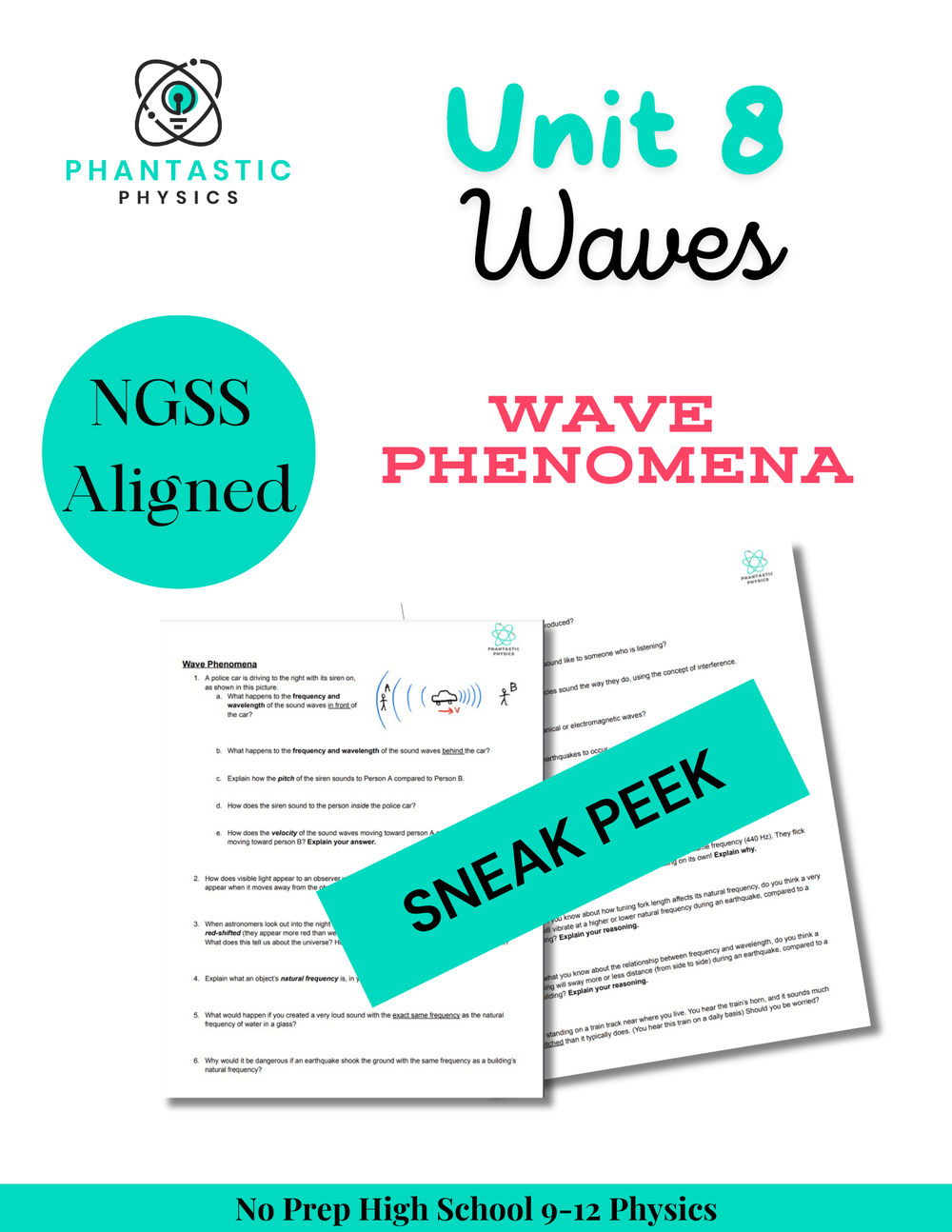 High School Physics: Wave Phenomena Assignment - Grades 9-12, NGSS Aligned