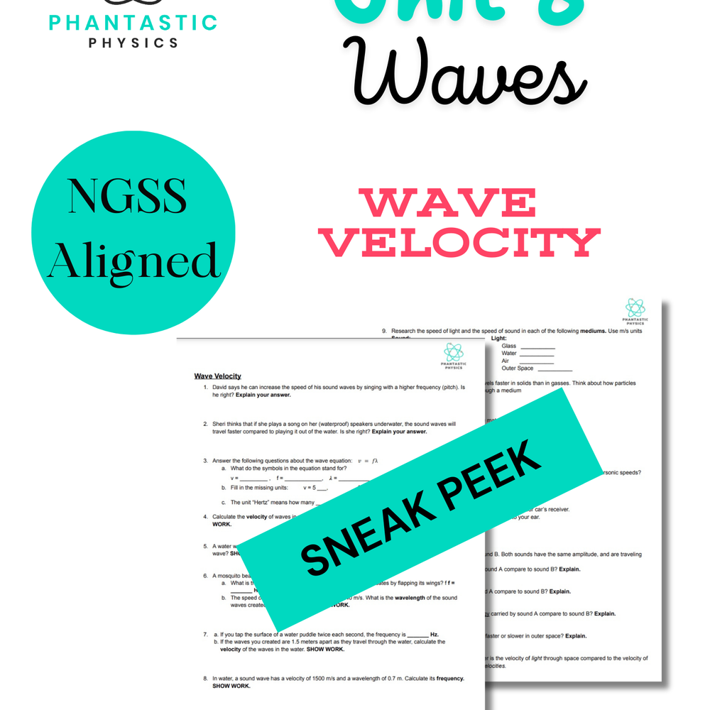 High School Physics: Wave Velocity Assignment - Grades 9-12, NGSS Aligned