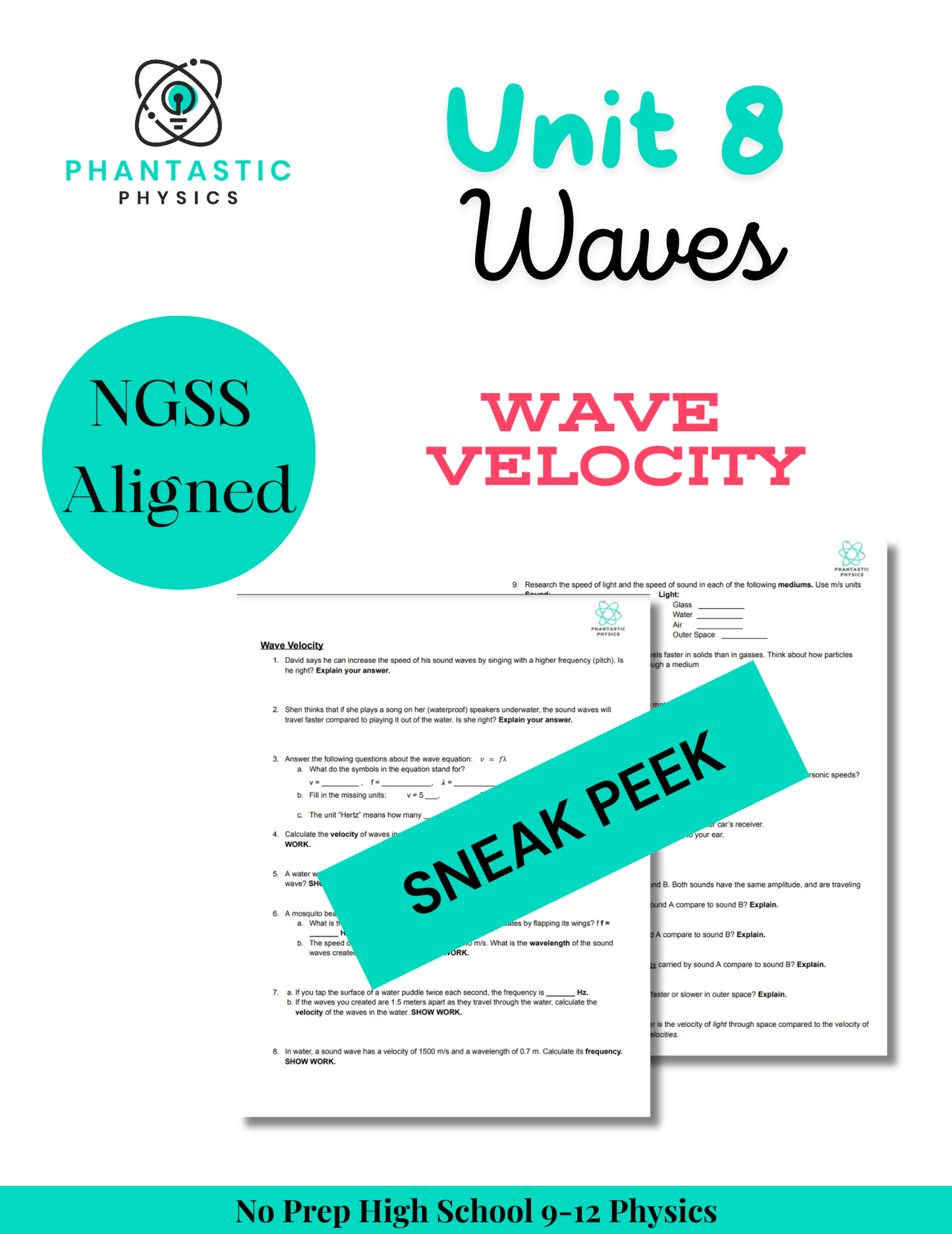 High School Physics: Wave Velocity Assignment - Grades 9-12, NGSS Aligned