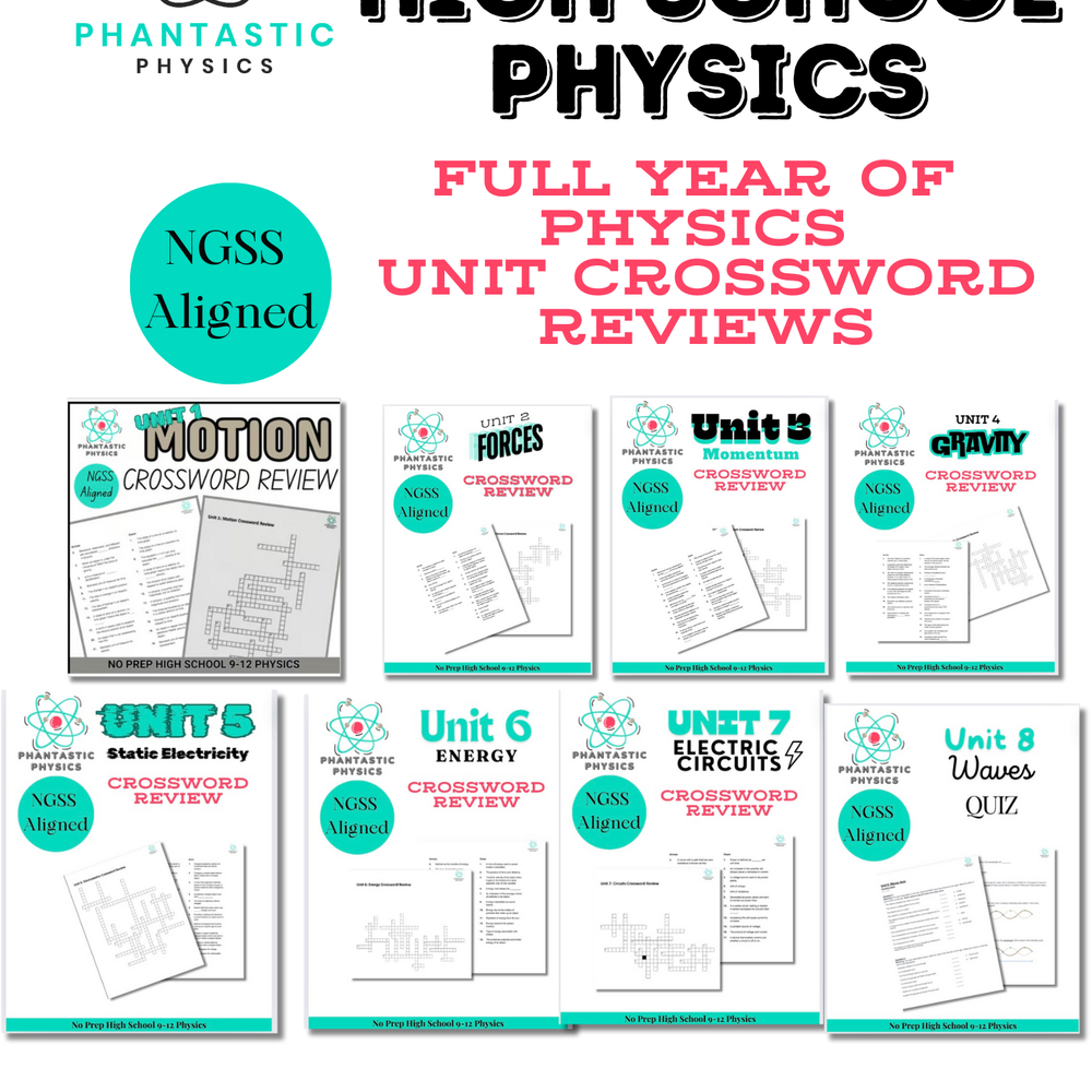 Complete High School Physics Crossword Puzzle Bundle (NGSS Aligned, Grades 9-12)