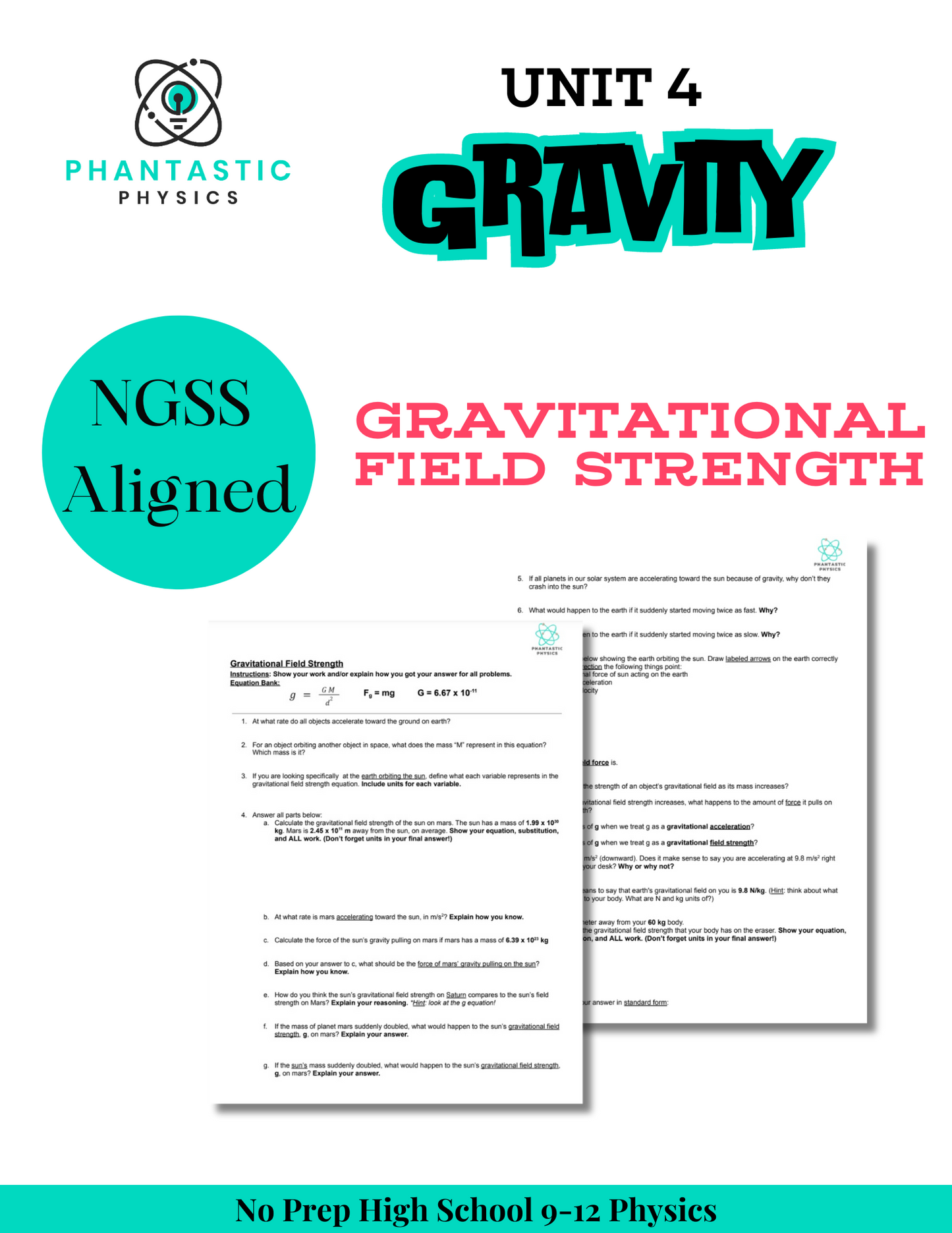 High School Physics: Orbital Motion Assignment - Grades 9-12, NGSS Aligned