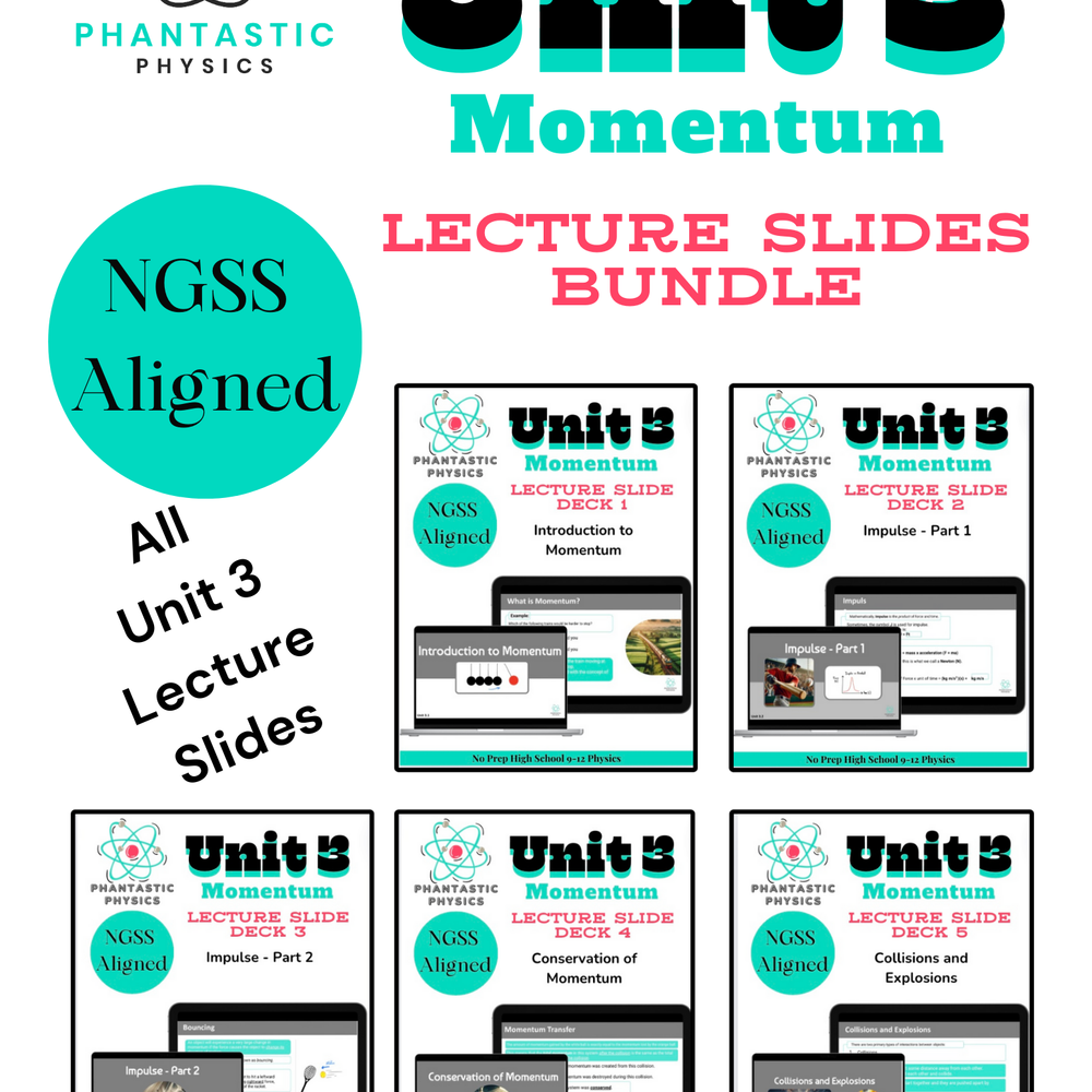 High School Physics Momentum: Complete Slide Deck Bundle NGSS-Aligned-Grades9-12