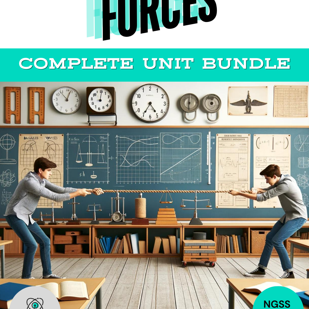 Complete High School Physics Forces Unit Bundle (NGSS Aligned, Grades 9-12)