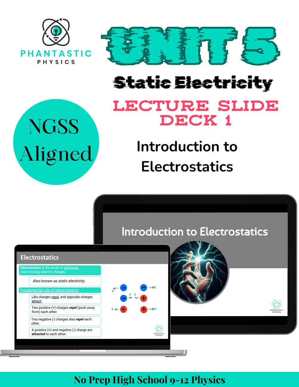 High School Physics: Intro to Static Electricity Slide Deck - Grades 9-12-NGSS