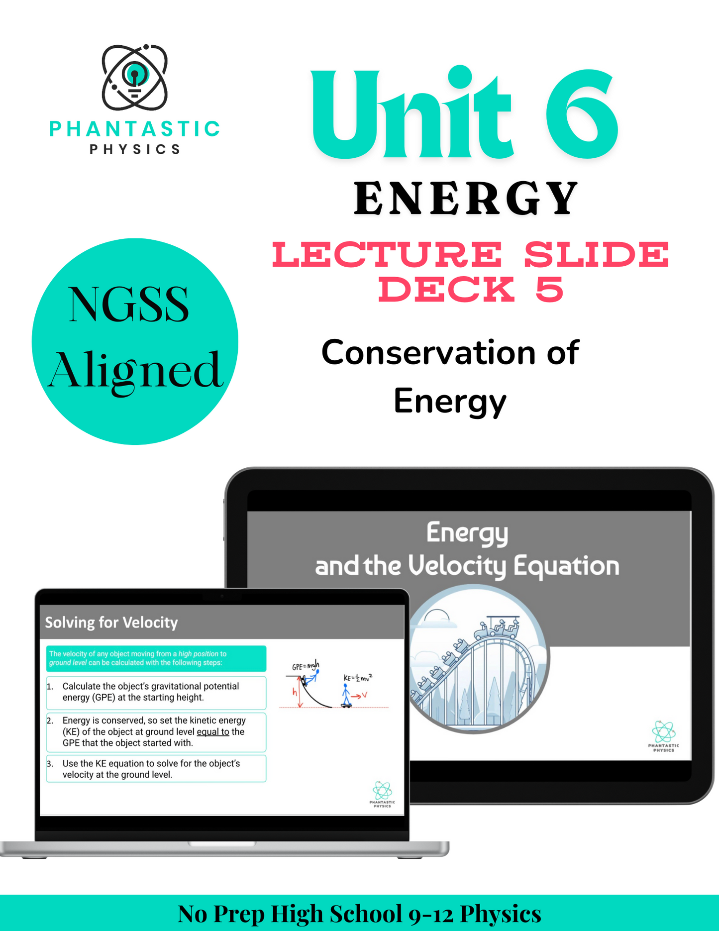 High School Physics: Energy and the Velocity Equation Slide Deck - Grades 9-12