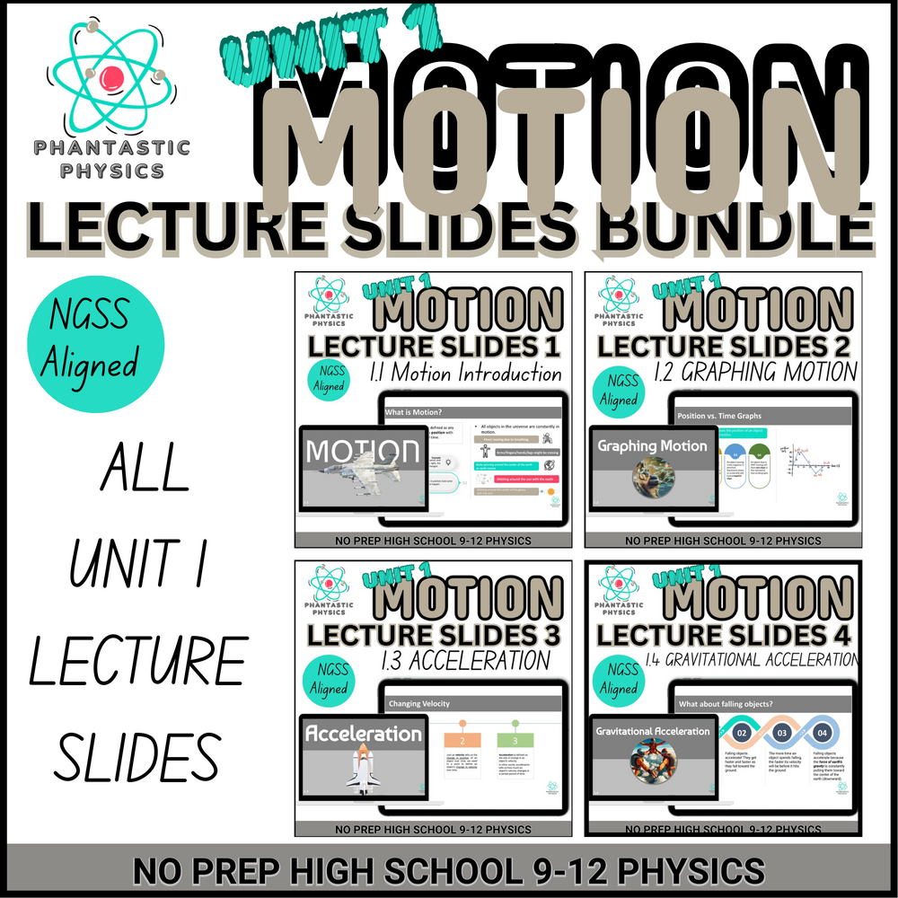 High School Physics: Motion Unit Slide Deck Bundle (Grades 9-12, NGSS Aligned)