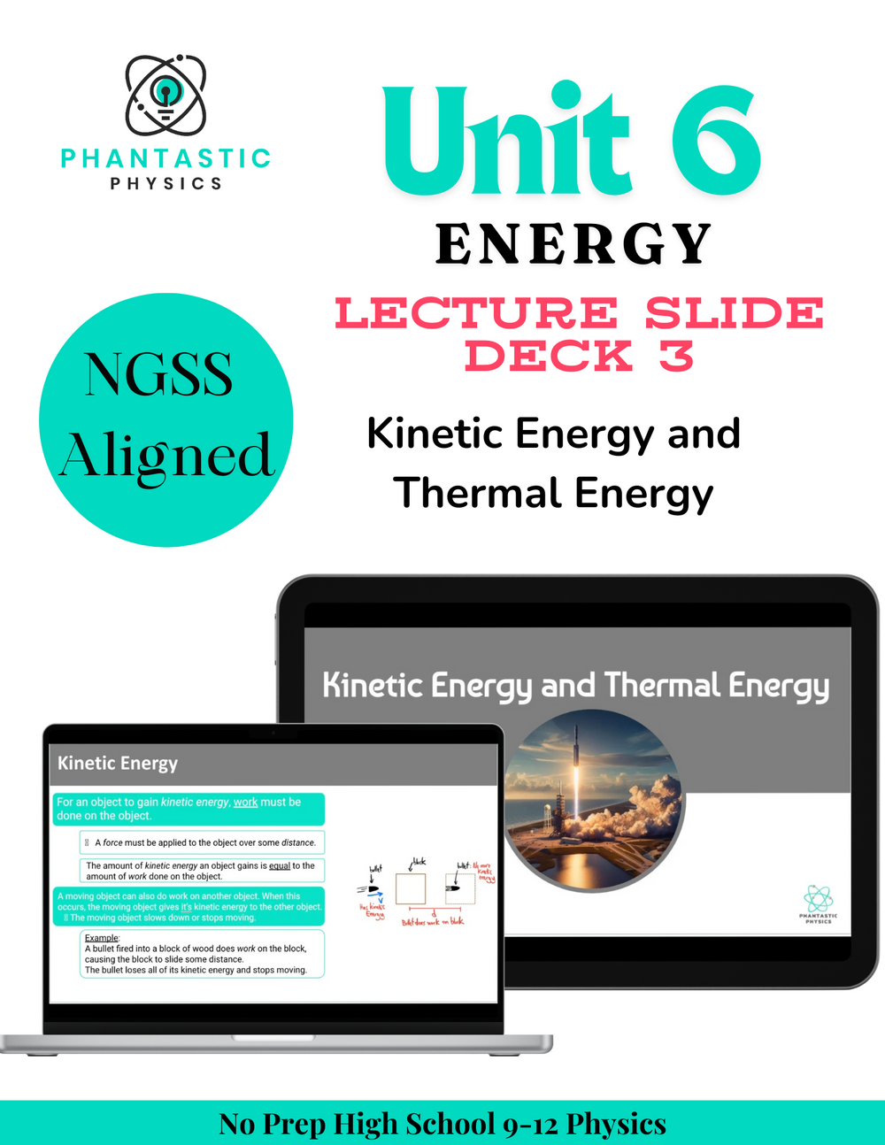 High School Physics: Kinetic and Thermal Energy Slide Deck - Grades 9-12, NGSS