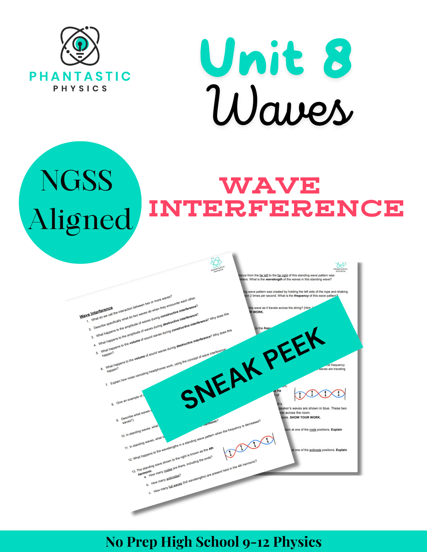 High School Physics: Wave Interference Assignment - Grades 9-12, NGSS Aligned