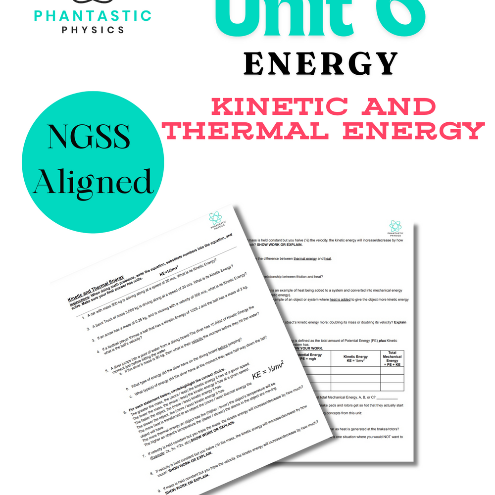 High School Physics: Kinetic and Thermal Energy Assignment-Grades 9-12, NGSS