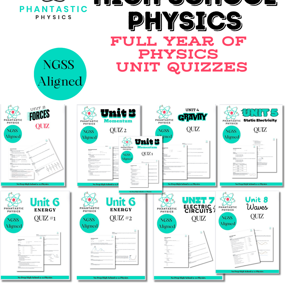 Complete High School Physics Quiz Bundle (NGSS Aligned, Grades 9-12)