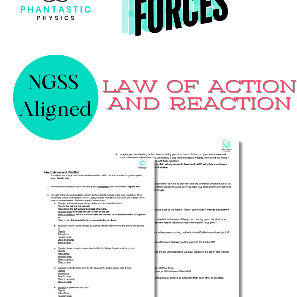 High School Physics: Newton's 3rd Law Action-Reaction Assignment (Grades 9-12)