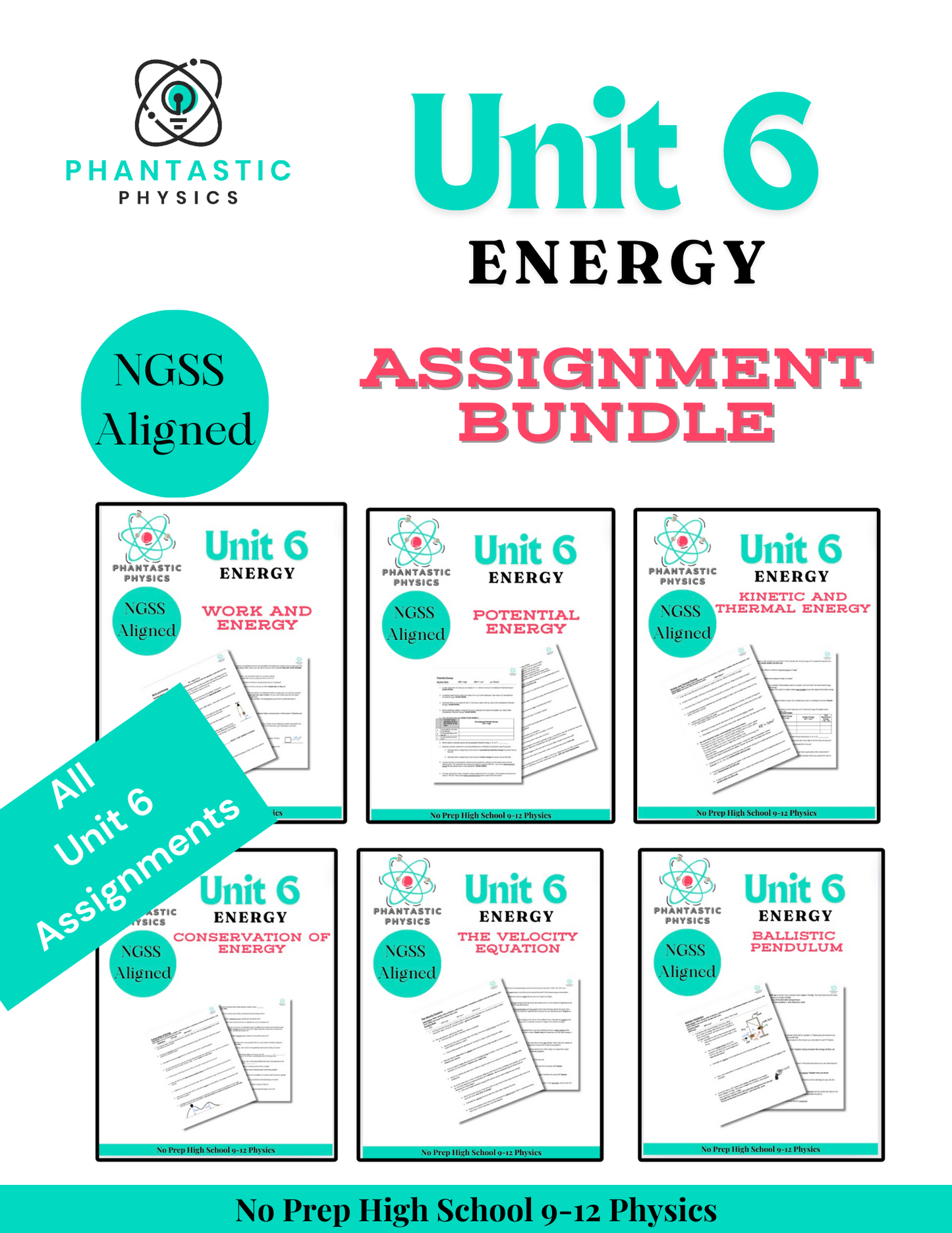 High School Physics Energy: Complete Assignment Bundle NGSS Aligned-Grades 9-12