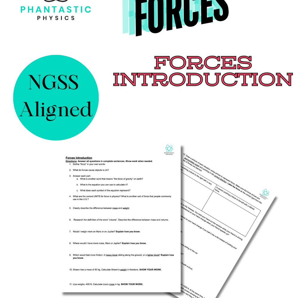 High School Physics: Forces Introduction Assignment (Grades 9-12, NGSS Aligned)