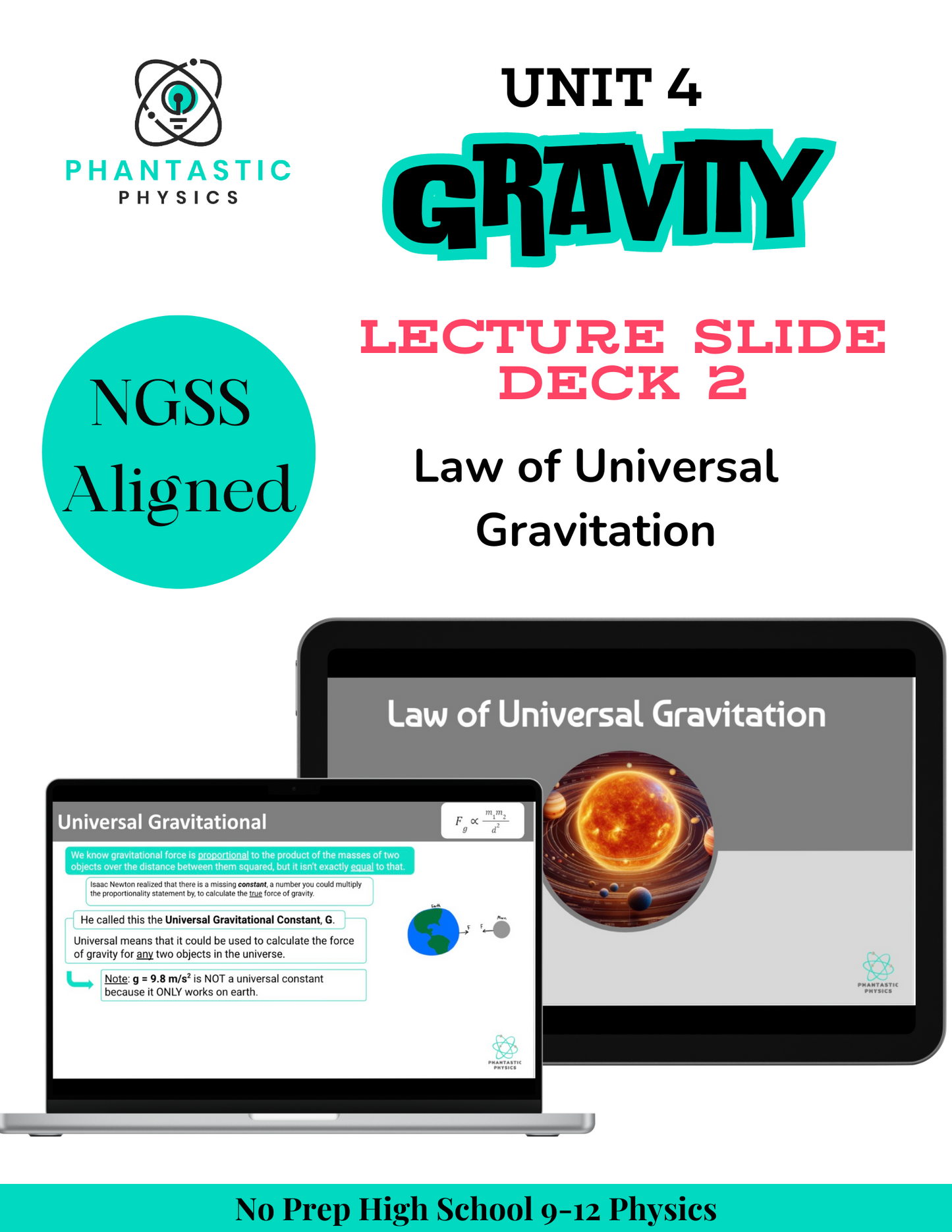 High School Physics: Law of Universal Gravitation Slide Deck - Grades 9-12, NGSS