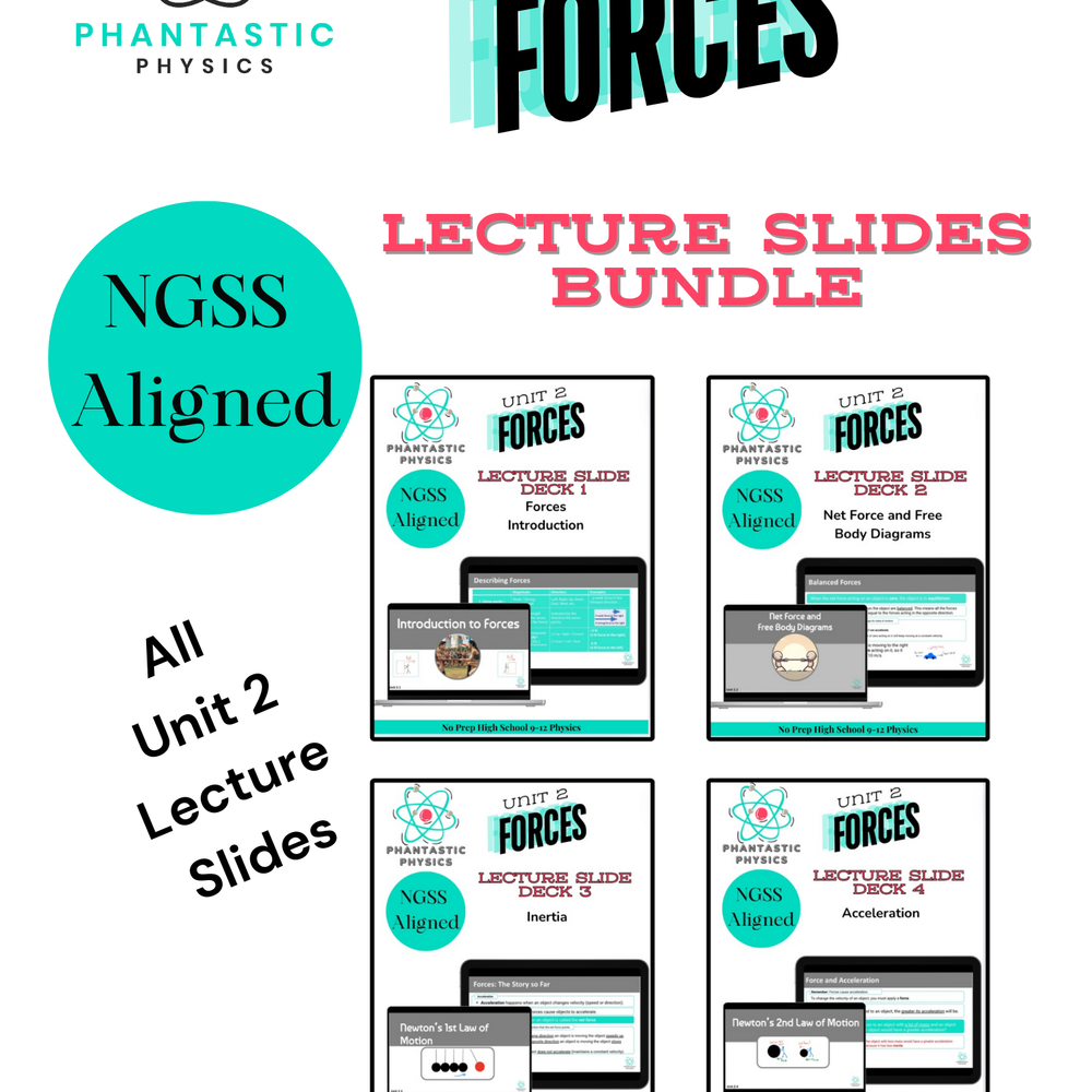 High School Physics Forces: Complete Slide Deck Bundle NGSS Aligned, Grades 9-12