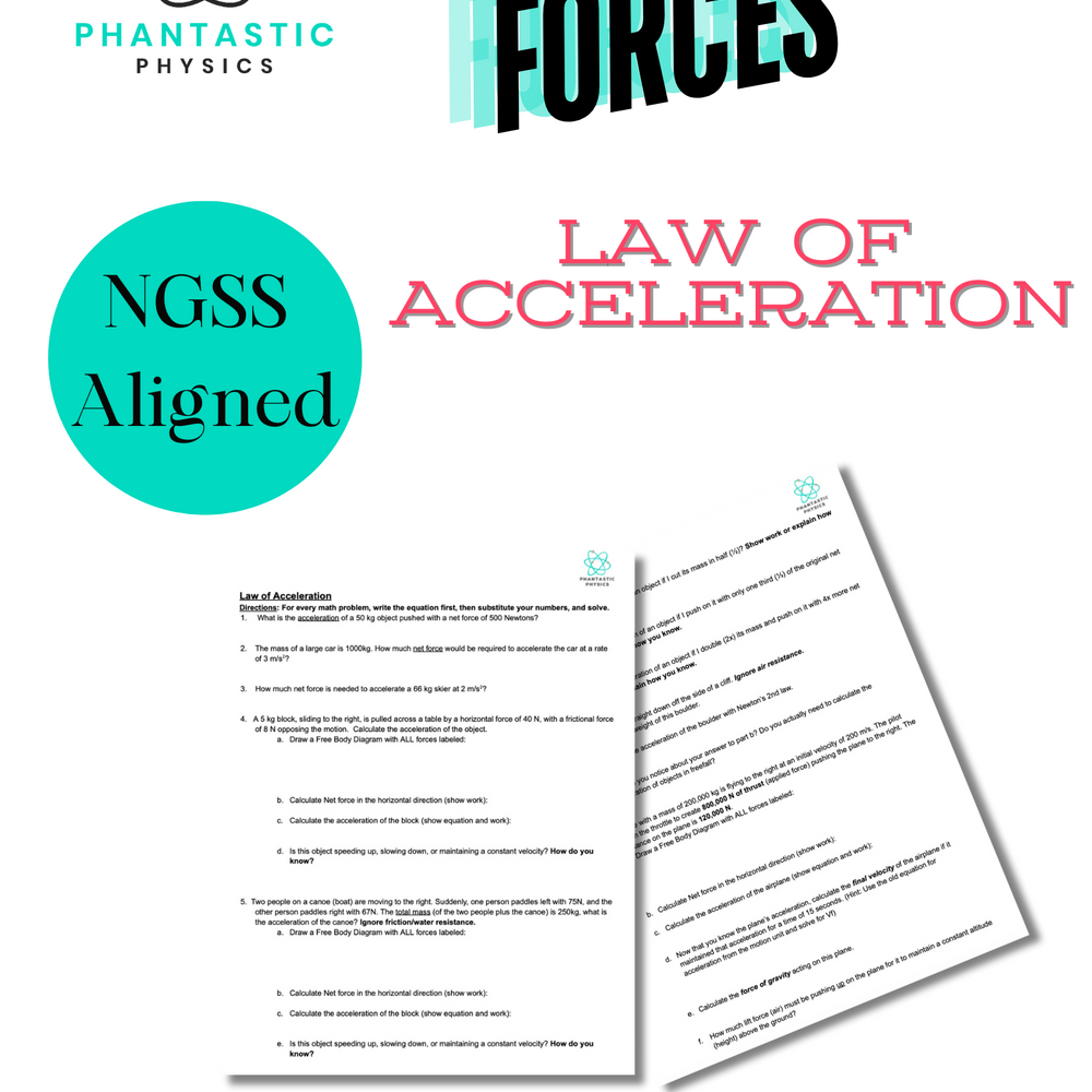 High School Physics: Newton's 2nd Law of Acceleration Assignment (Grades 9-12)