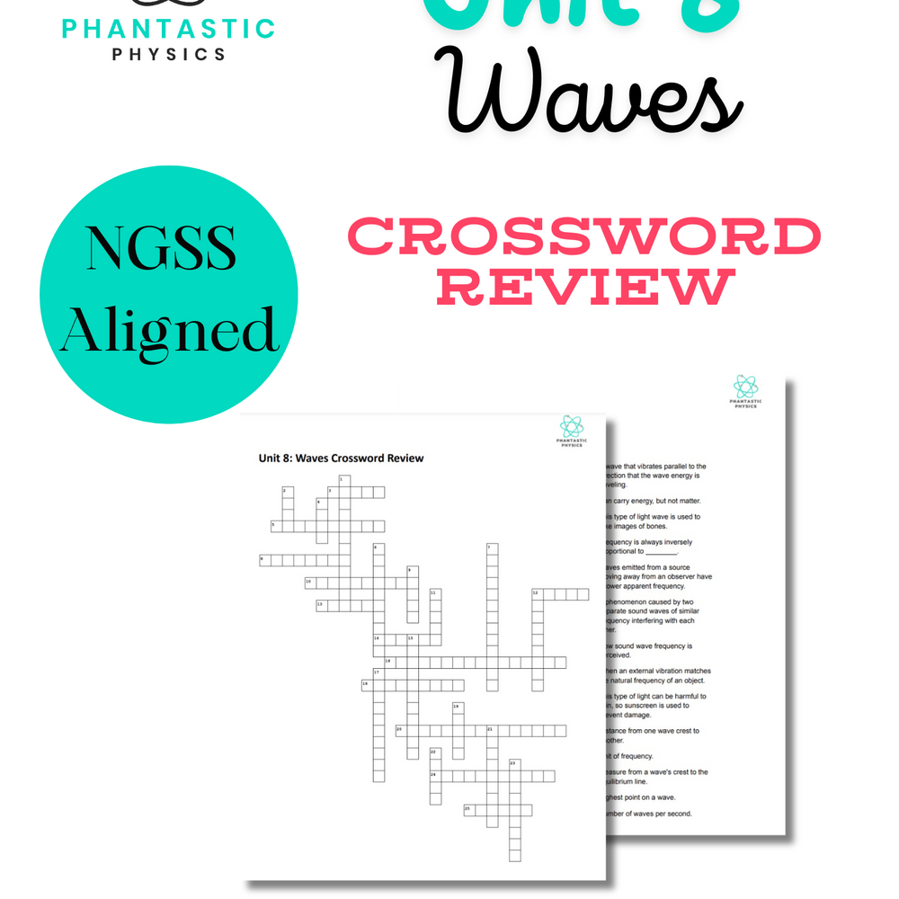 High School Physics: Waves Crossword Review - Grades 9-12, NGSS Aligned