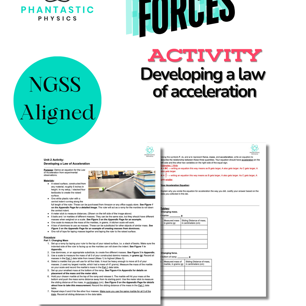 High School Physics: Law of Acceleration Activity (Grades 9-12, NGSS Aligned)