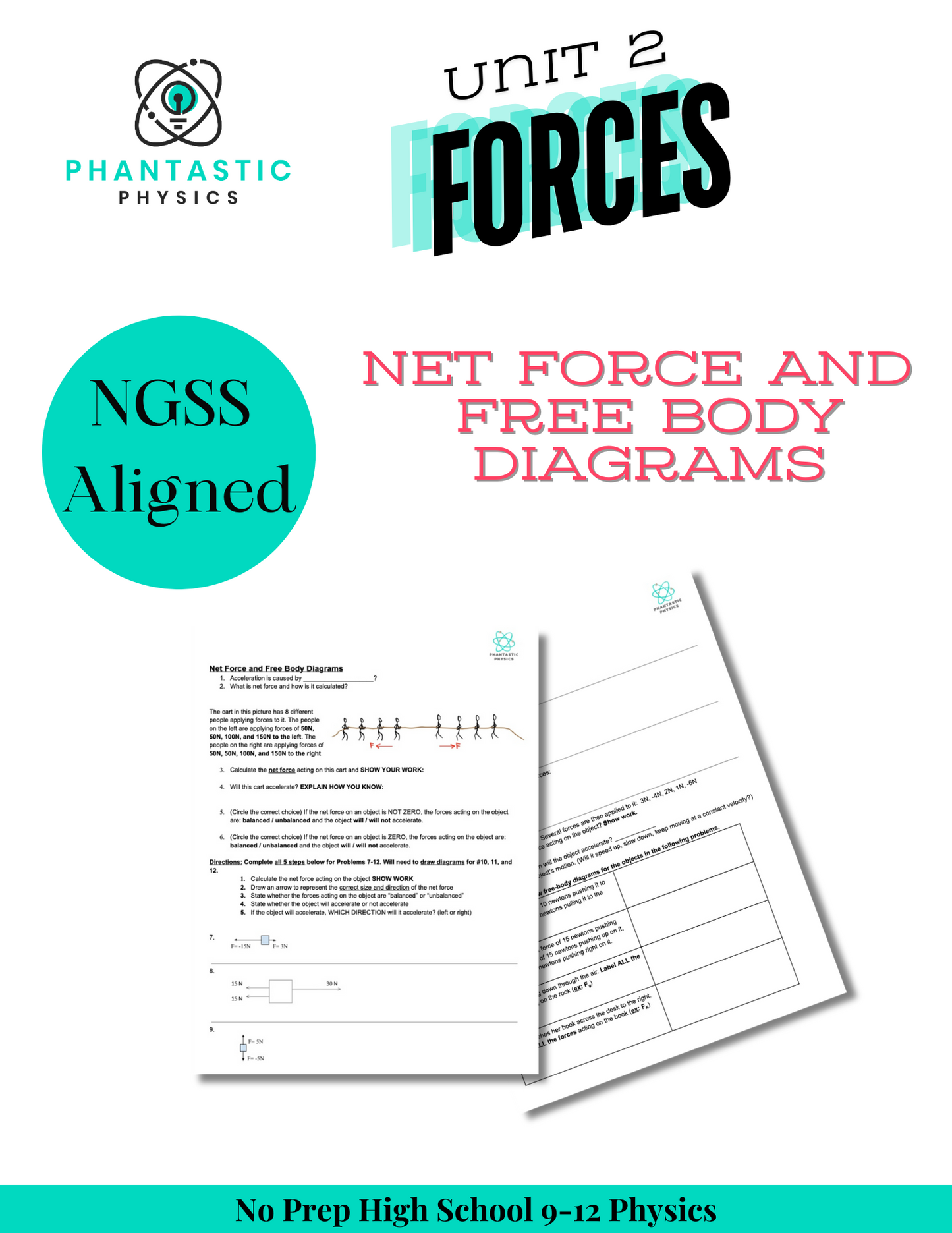 High School Physics: Net Force and Free Body Diagrams Practice- Assignment 2