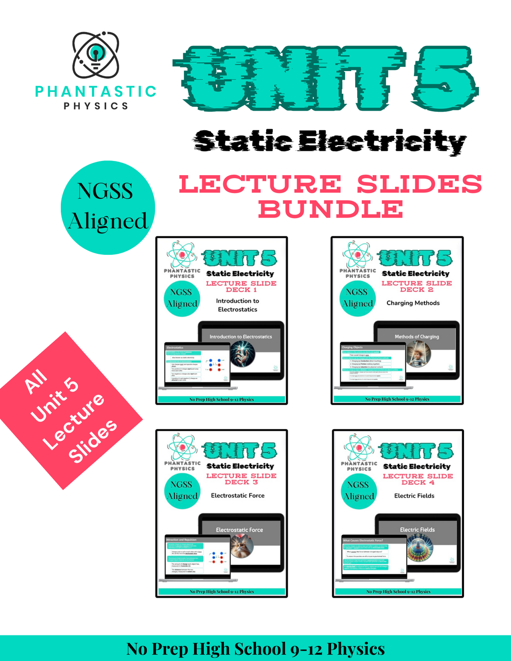 High School Physics Static Electricity: Complete Slide Deck Bundle NGSS-Aligned