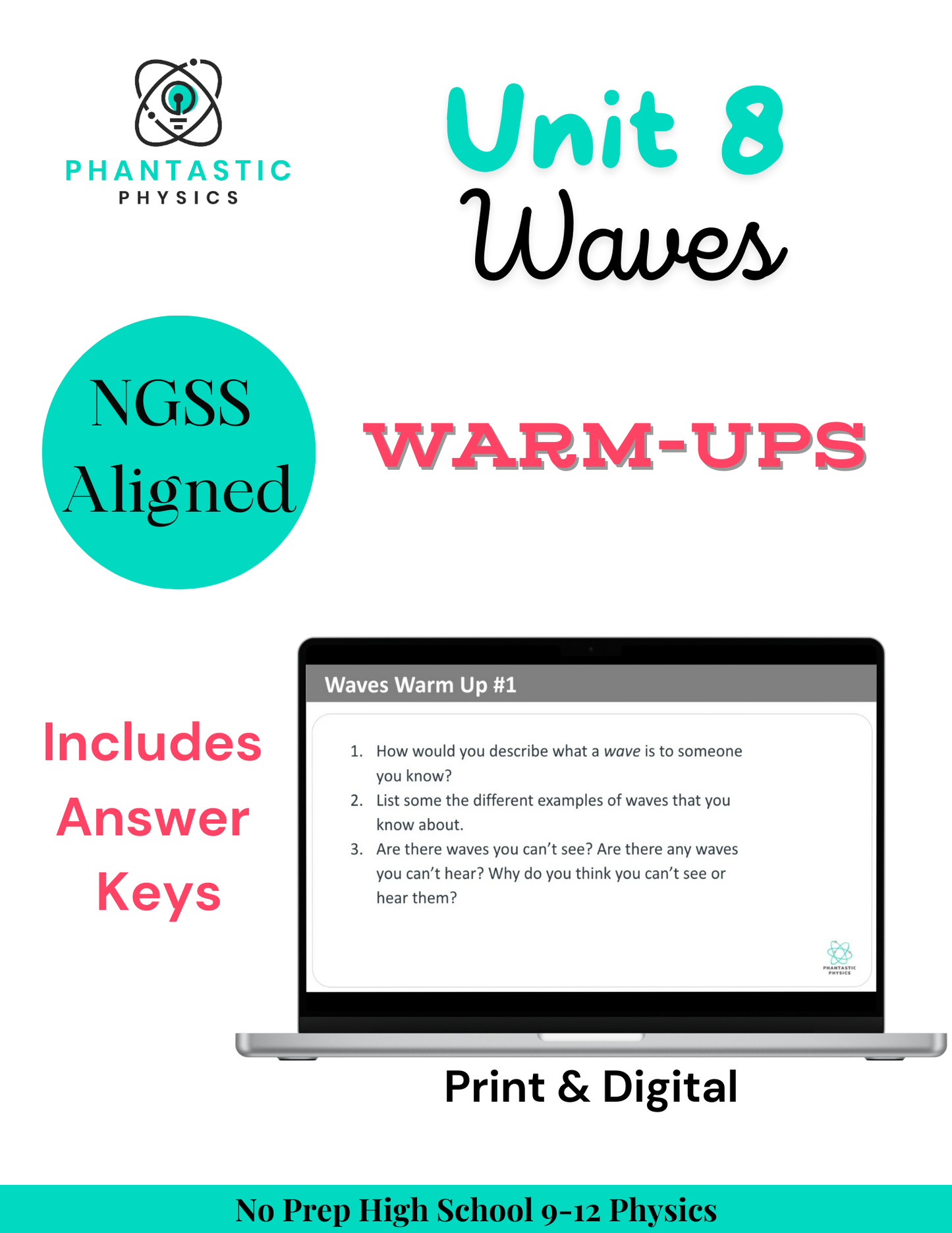 High School Physics: Waves Unit Warm-Ups - Grades 9-12, NGSS Aligned