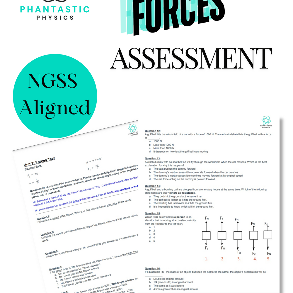 High School Physics: Forces Unit Assessment (Grades 9-12, NGSS Aligned)