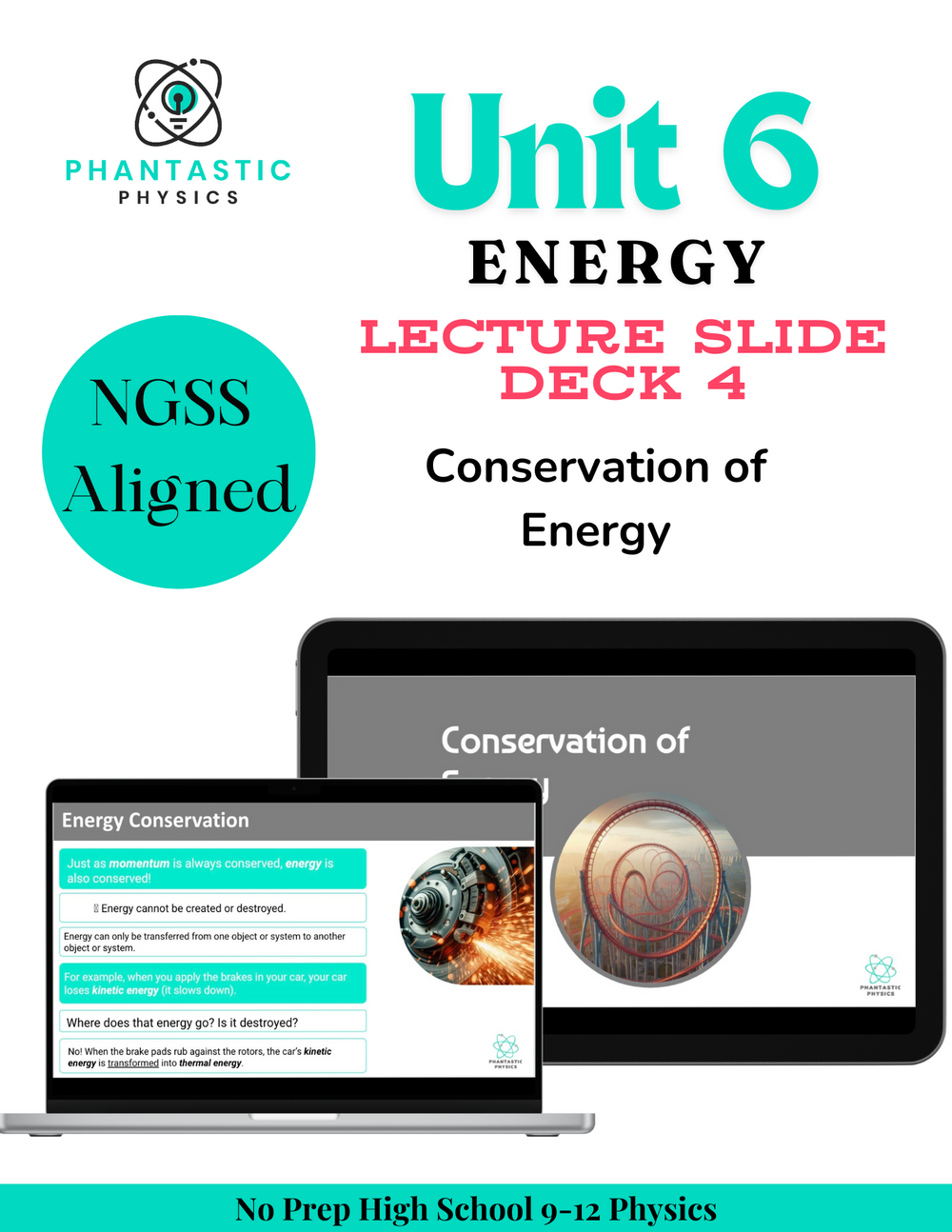 High School Physics: Conservation of Energy Slide Deck-Grades 9-12, NGSS Aligned