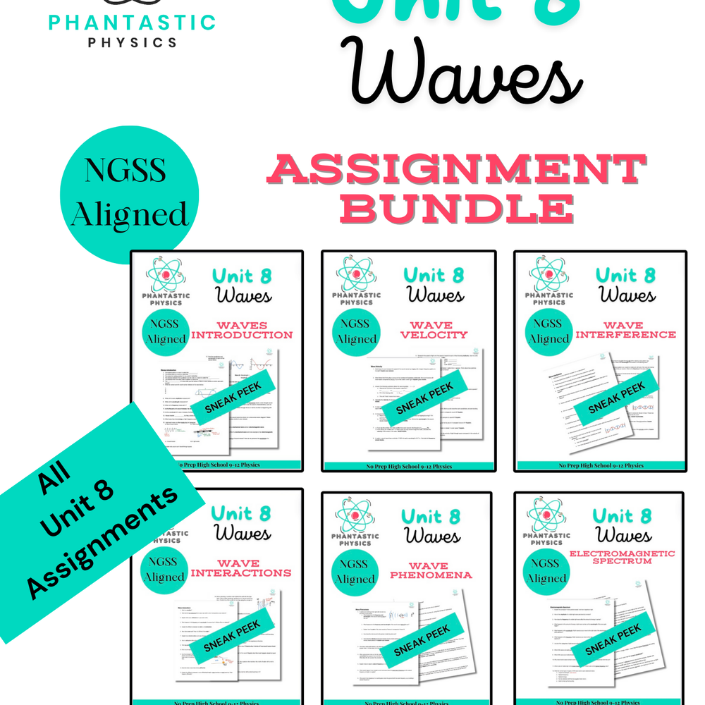 High School Physics Waves: Complete Assignment Bundle NGSS Aligned - Grades 9-12