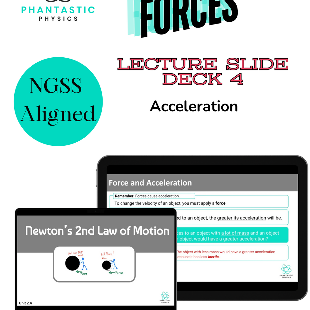 High School Physics: Newton's 2nd Law of Motion Deck (Grades 9-12, NGSS Aligned)