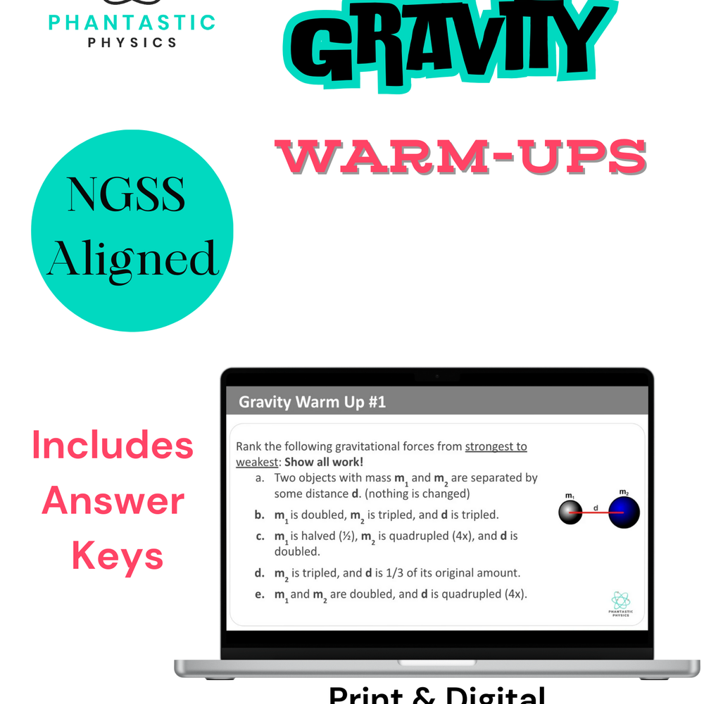 High School Physics: 8 Warm-Ups for Gravity Unit (Grades 9-12, NGSS Aligned)