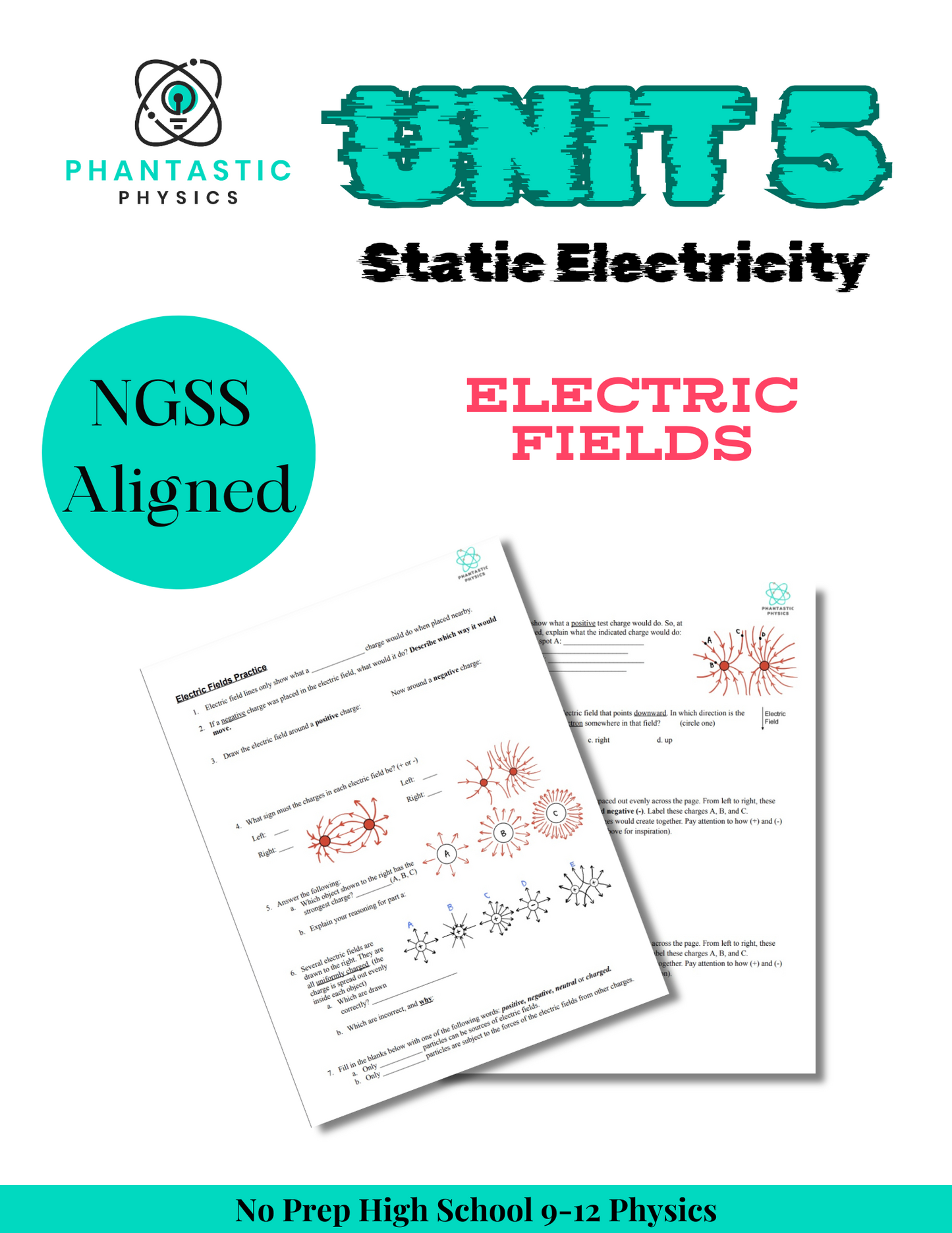 High School Physics: Electric Fields Assignment - Grades 9-12, NGSS Aligned