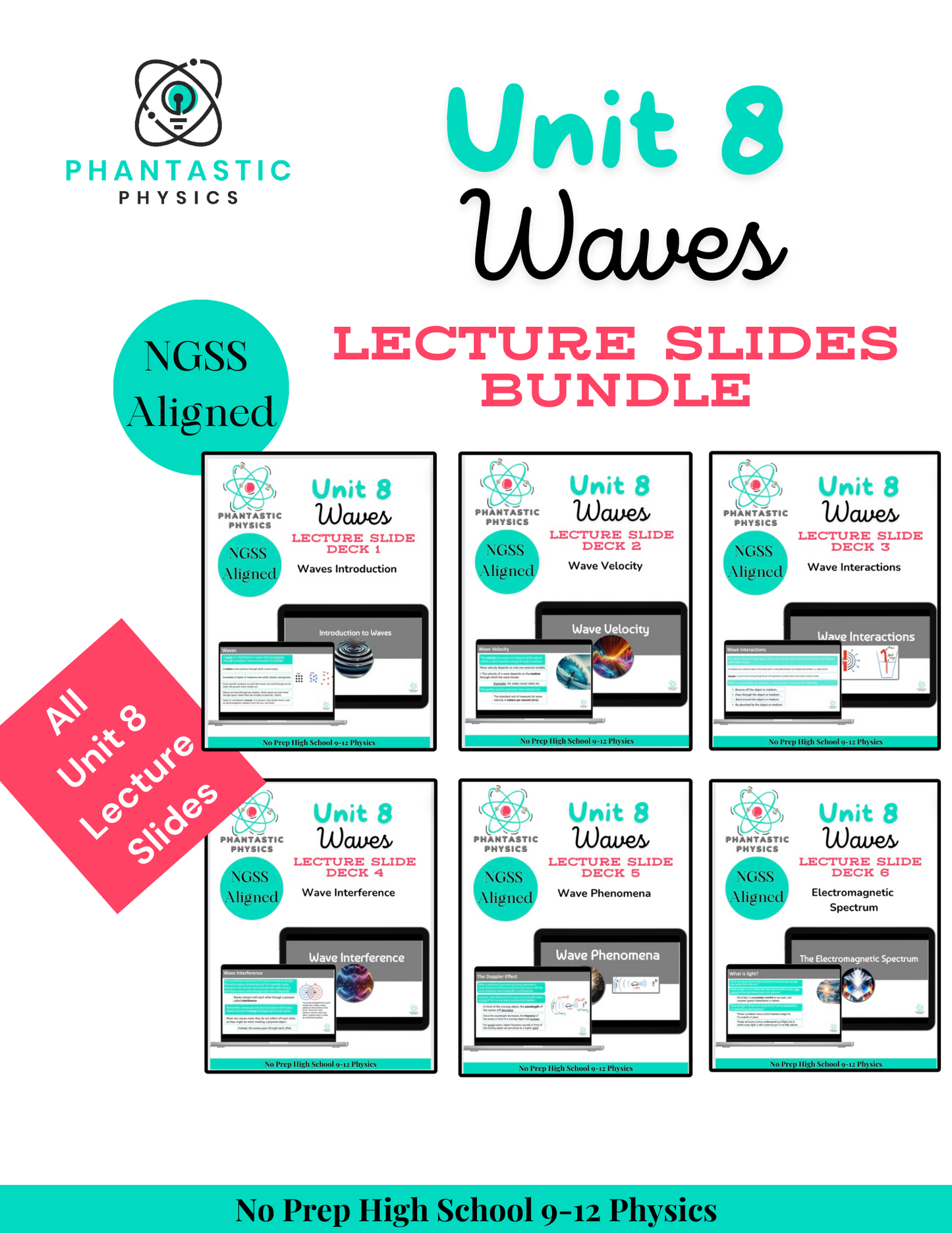 High School Physics Waves: Complete Slide Deck Bundle NGSS Aligned - Grades 9-12