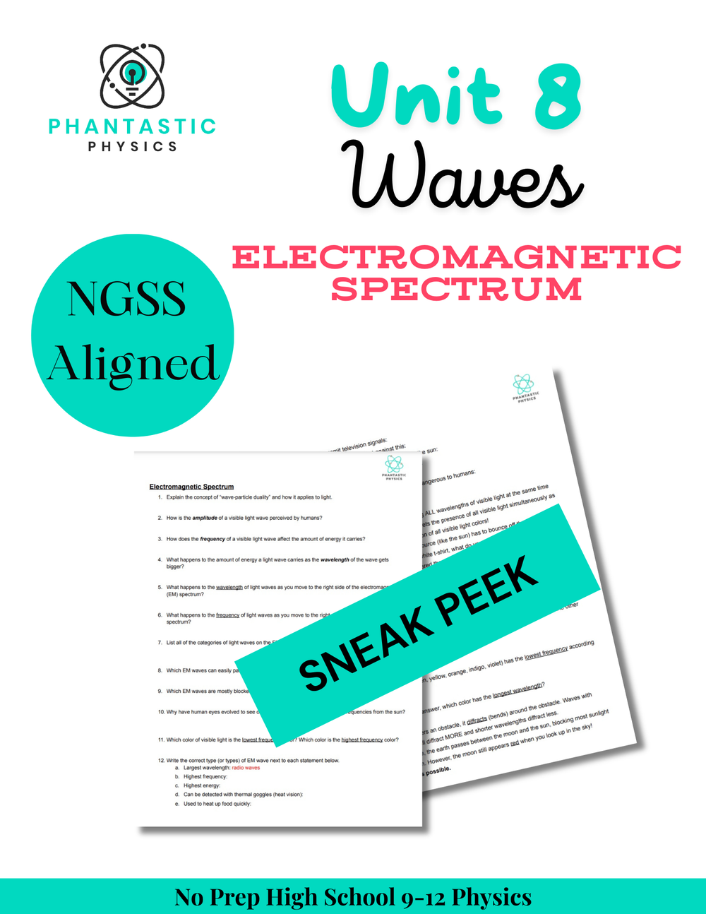 High School Physics: Electromagnetic Spectrum Assignment - Grades 9-12, NGSS