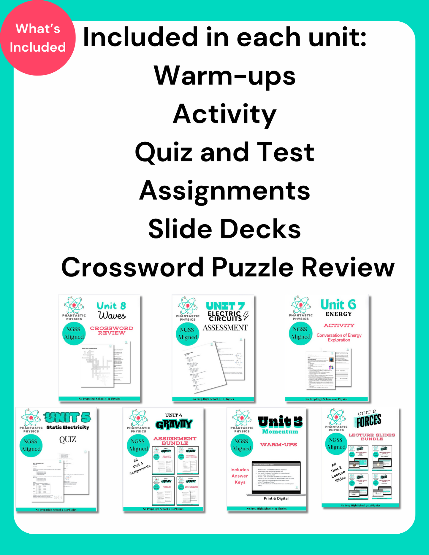 Complete High School Physics Curriculum Bundle (NGSS Aligned, Grades 9-12)