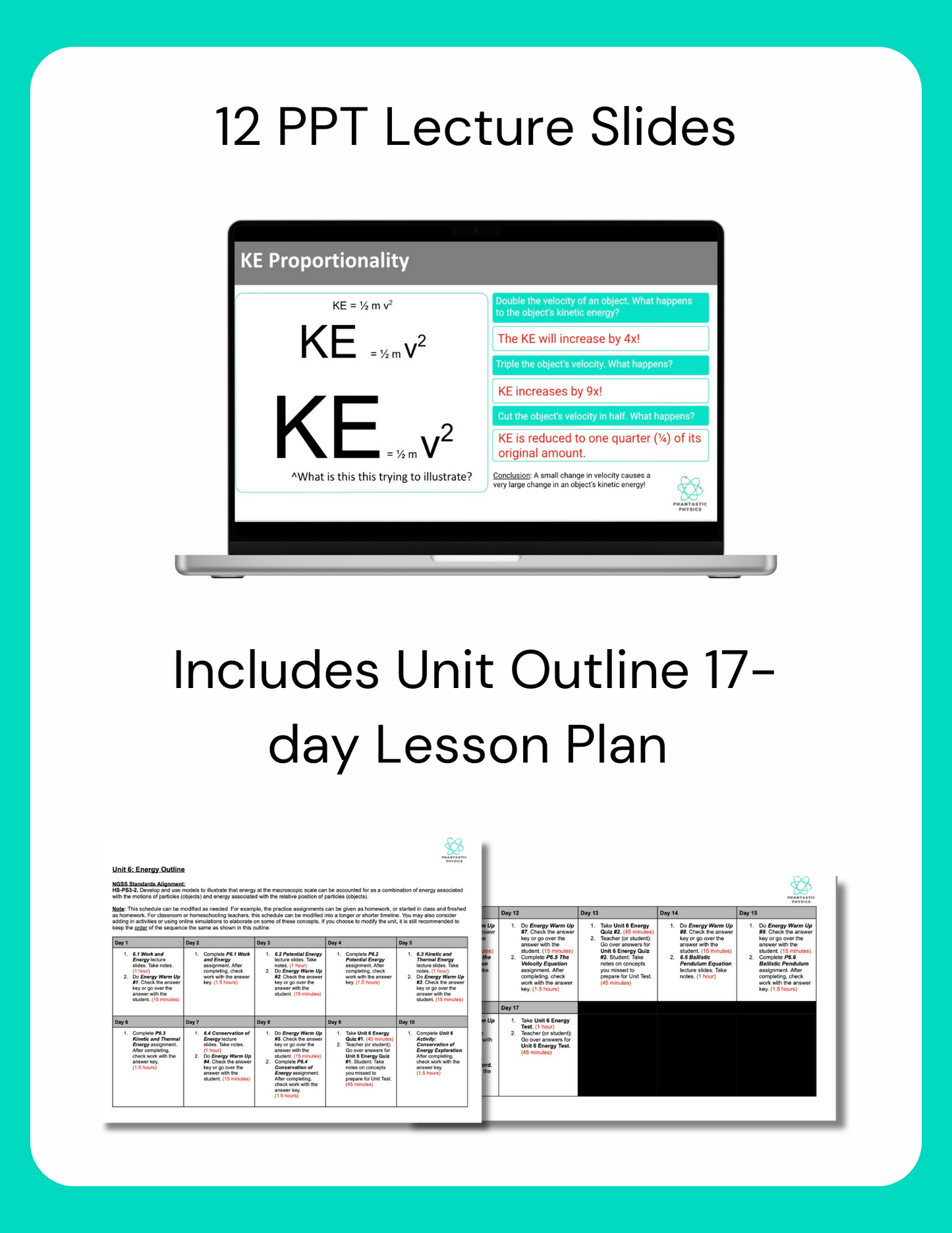 High School Physics: Kinetic and Thermal Energy Slide Deck - Grades 9-12, NGSS