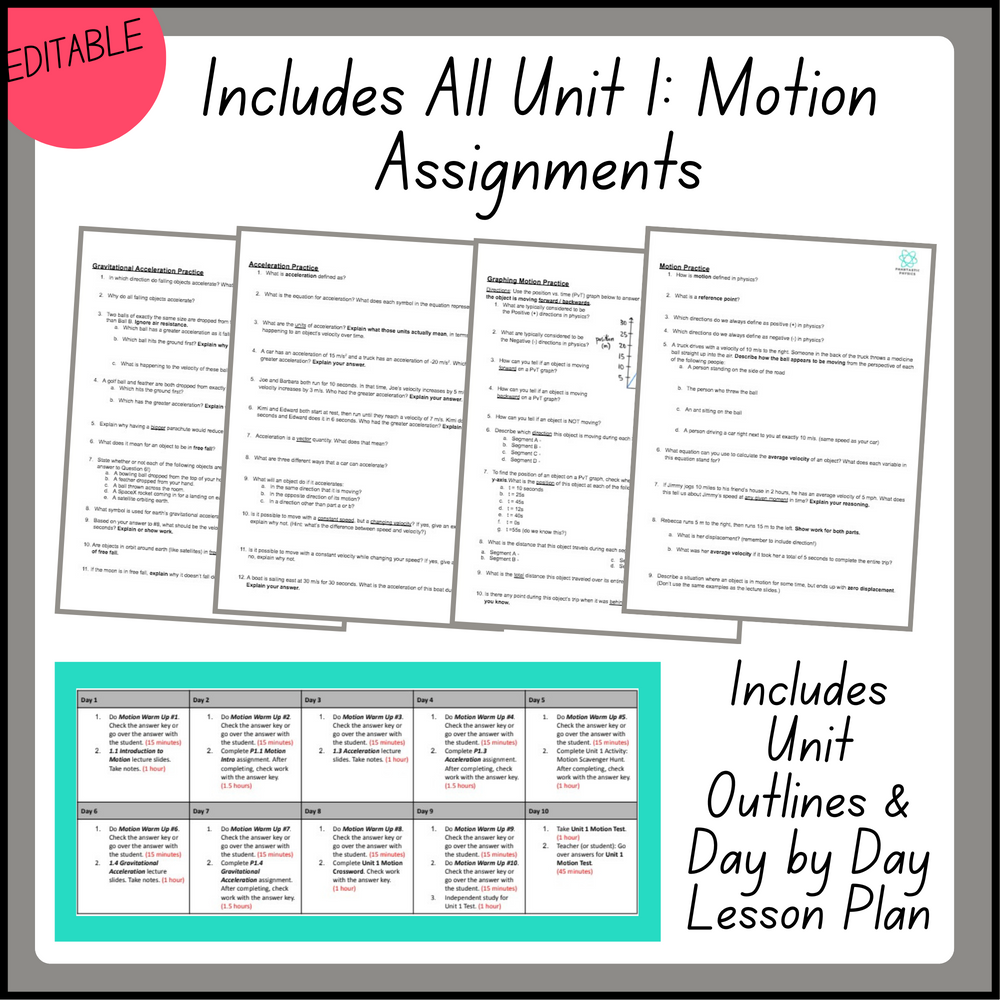 
                      
                        High School Physics: Complete Motion Unit Assignments Bundle-Grades 9-12, NGSS
                      
                    