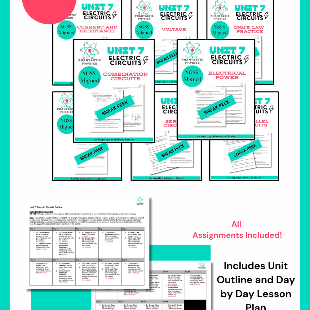 
                      
                        High School Physics: Complete Electrical Circuits Assignment Bundle NGSS Aligned
                      
                    