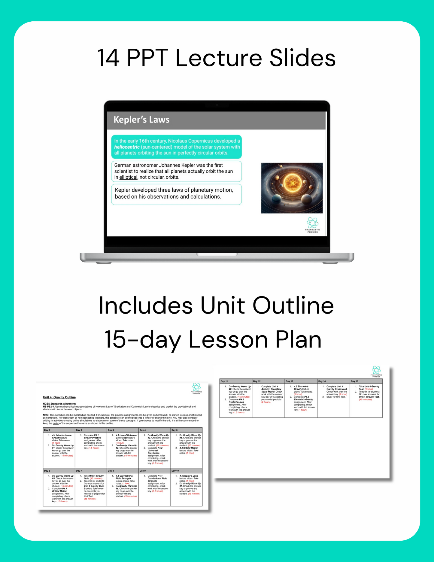 High School Physics: Kepler's Laws Slide Deck - Grades 9-12, NGSS Aligned