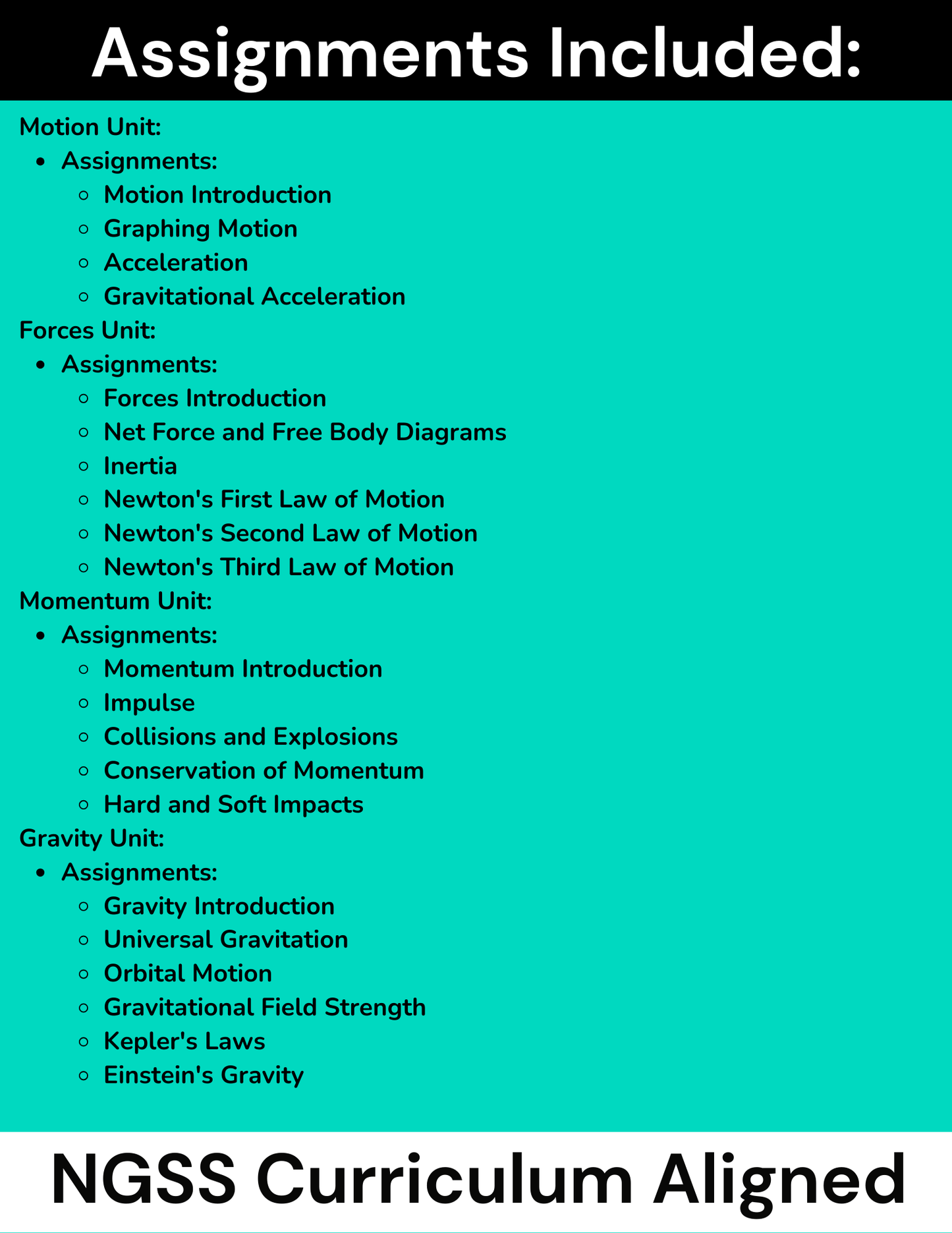 Complete High School Physics Assignments Bundle (NGSS Aligned, Grades 9-12)