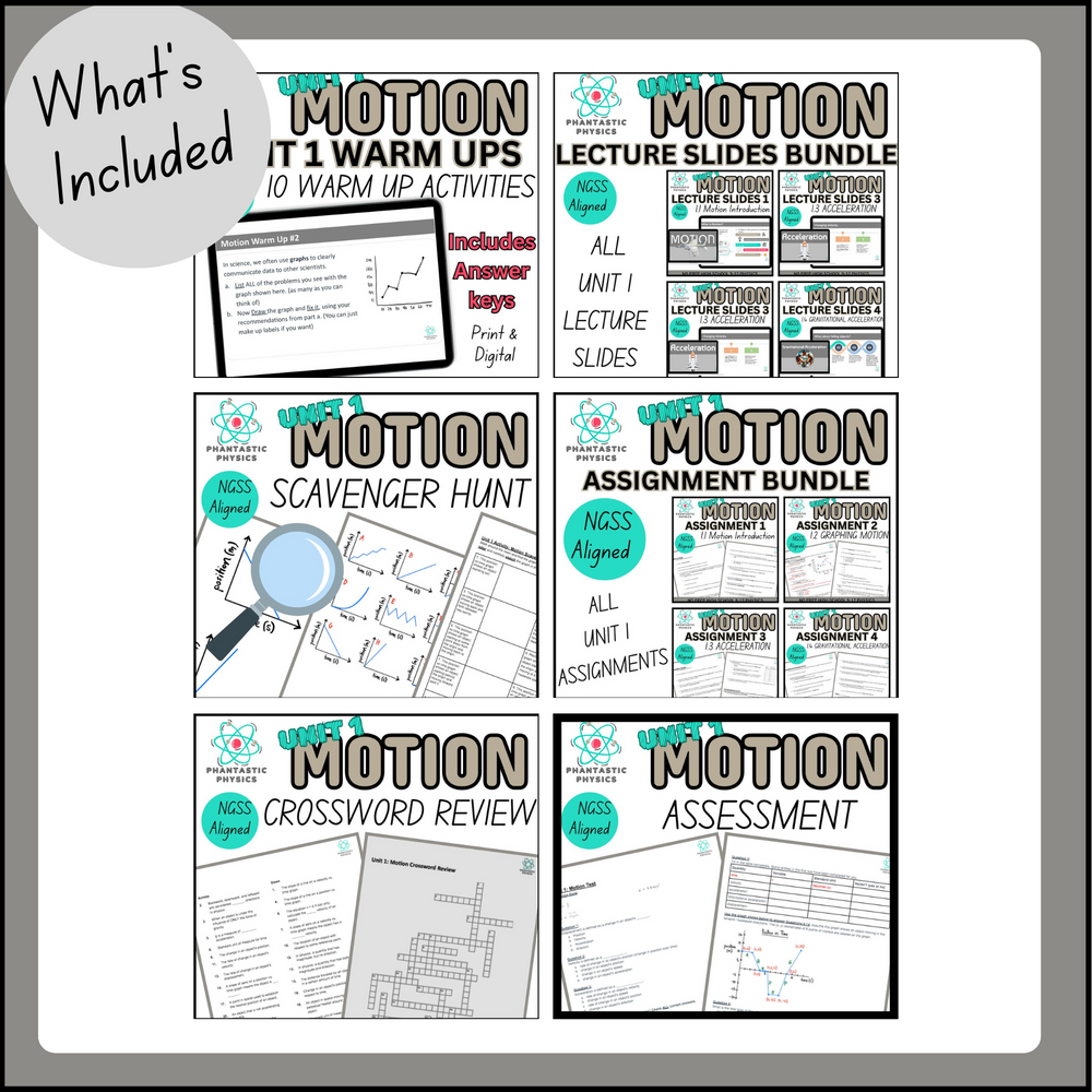 
                      
                        High School Physics: Complete Motion Unit Curriculum Bundle (Grades 9-12, NGSS)
                      
                    