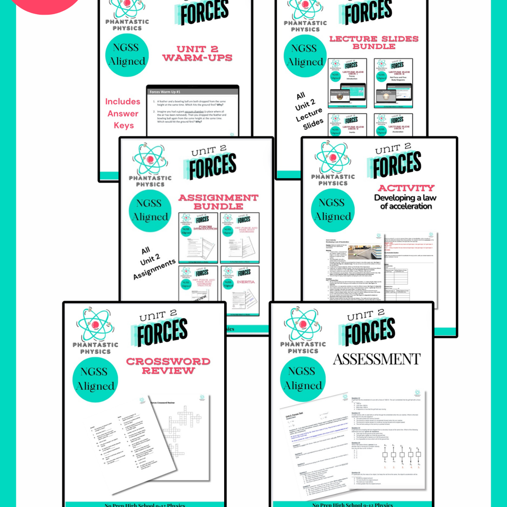 
                      
                        Complete High School Physics Forces Unit Bundle (NGSS Aligned, Grades 9-12)
                      
                    