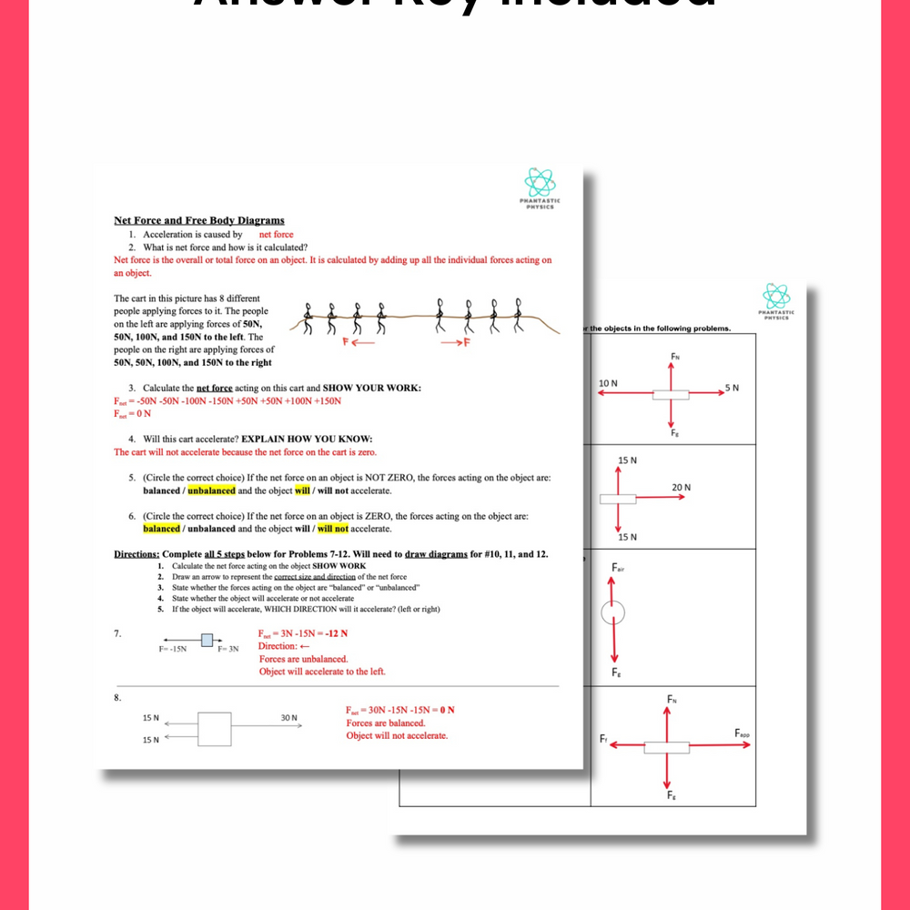 High School Physics: Net Force and Free Body Diagrams Practice- Assignment 2