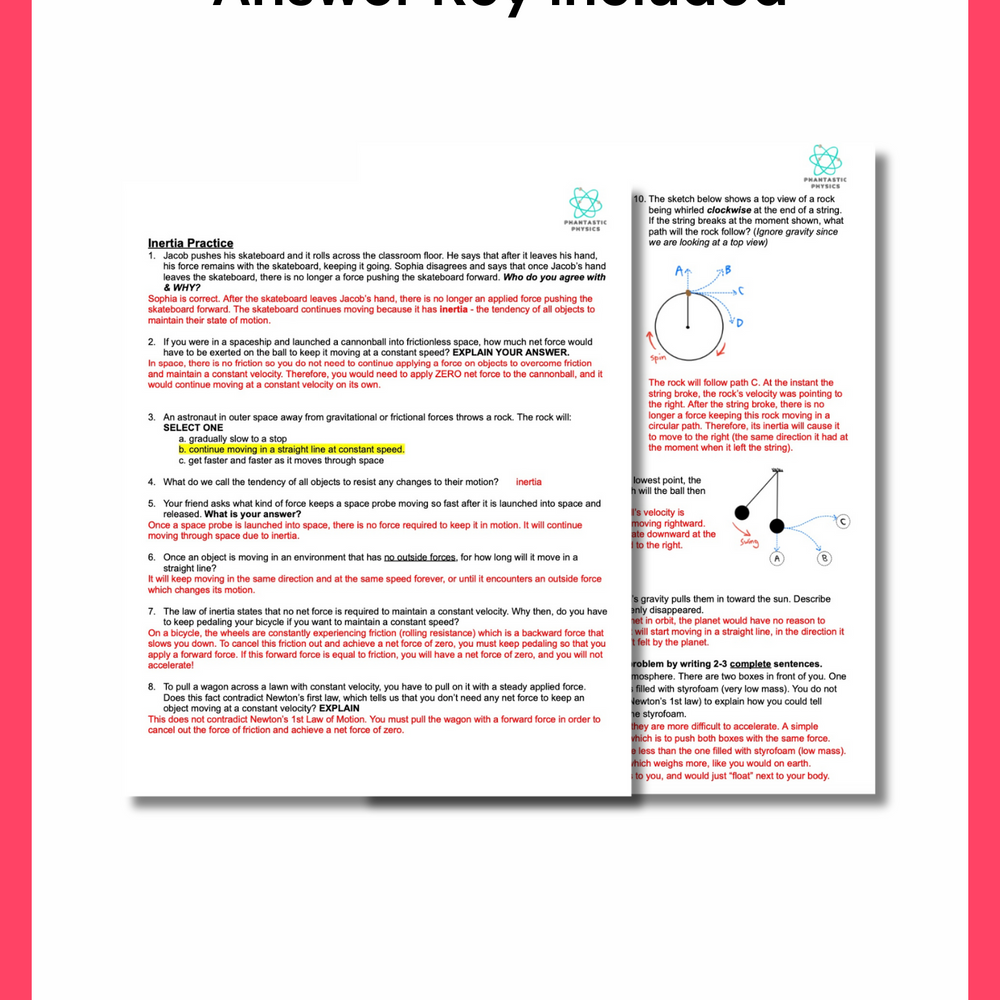 
                      
                        High School Physics Forces: Understanding Inertia Assignment-Grades 9-12, NGSS
                      
                    