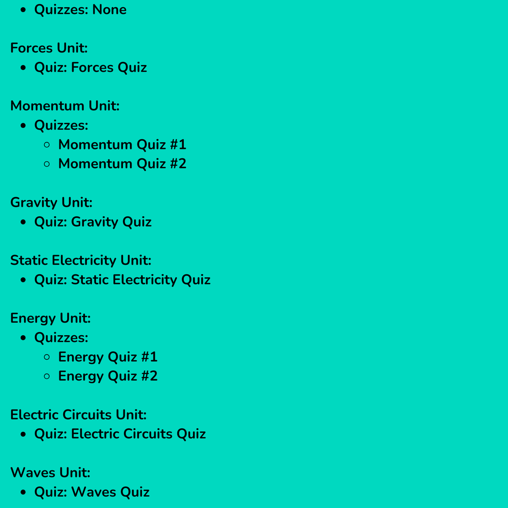 Complete High School Physics Quiz Bundle (NGSS Aligned, Grades 9-12)